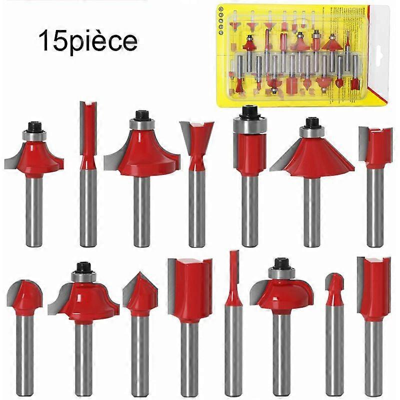 15Pcs Healwe 6.35Mm Shank Router Bits Kit Tungsten Carbide Router Bit Set