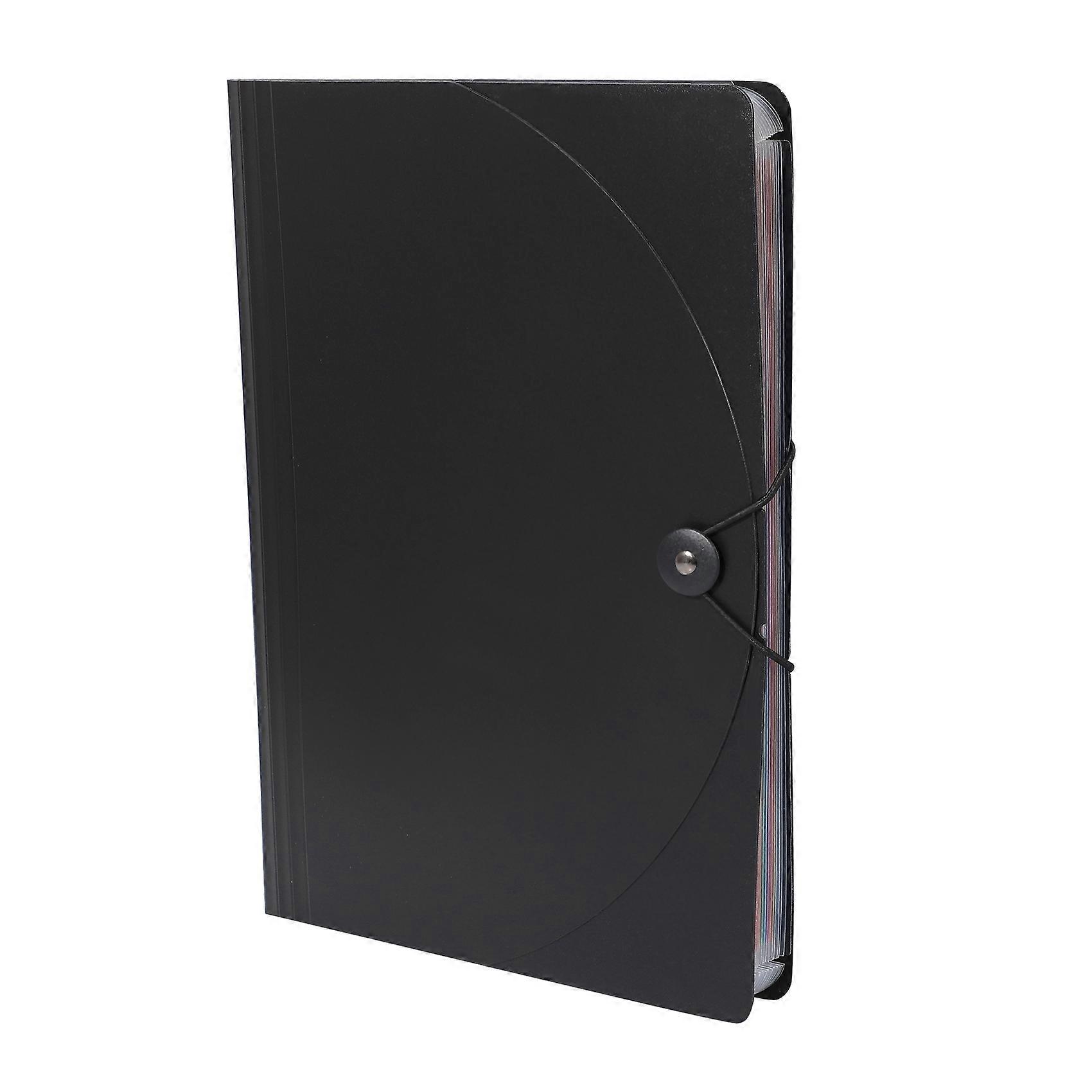 Expanding File Folder A4 Letter Size Portable Document Holder with 12 Pockets Black Filing Folders Desk Storage Accordion File Organizer with Lid