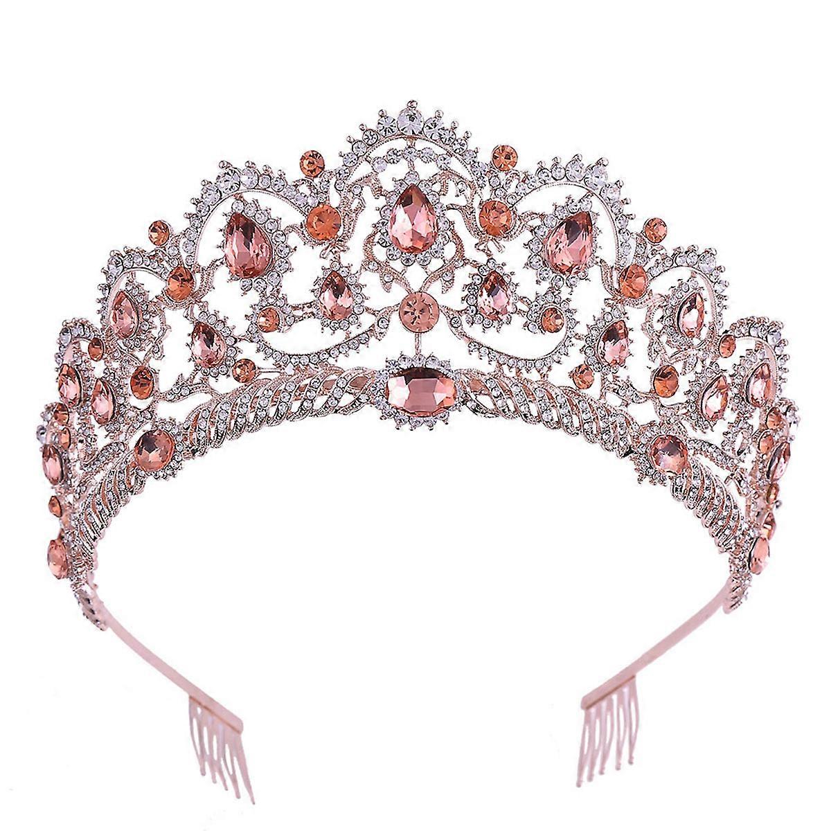 Rhinestone Tiara Elegant Wedding Crown with Comb Crystal Headpiece