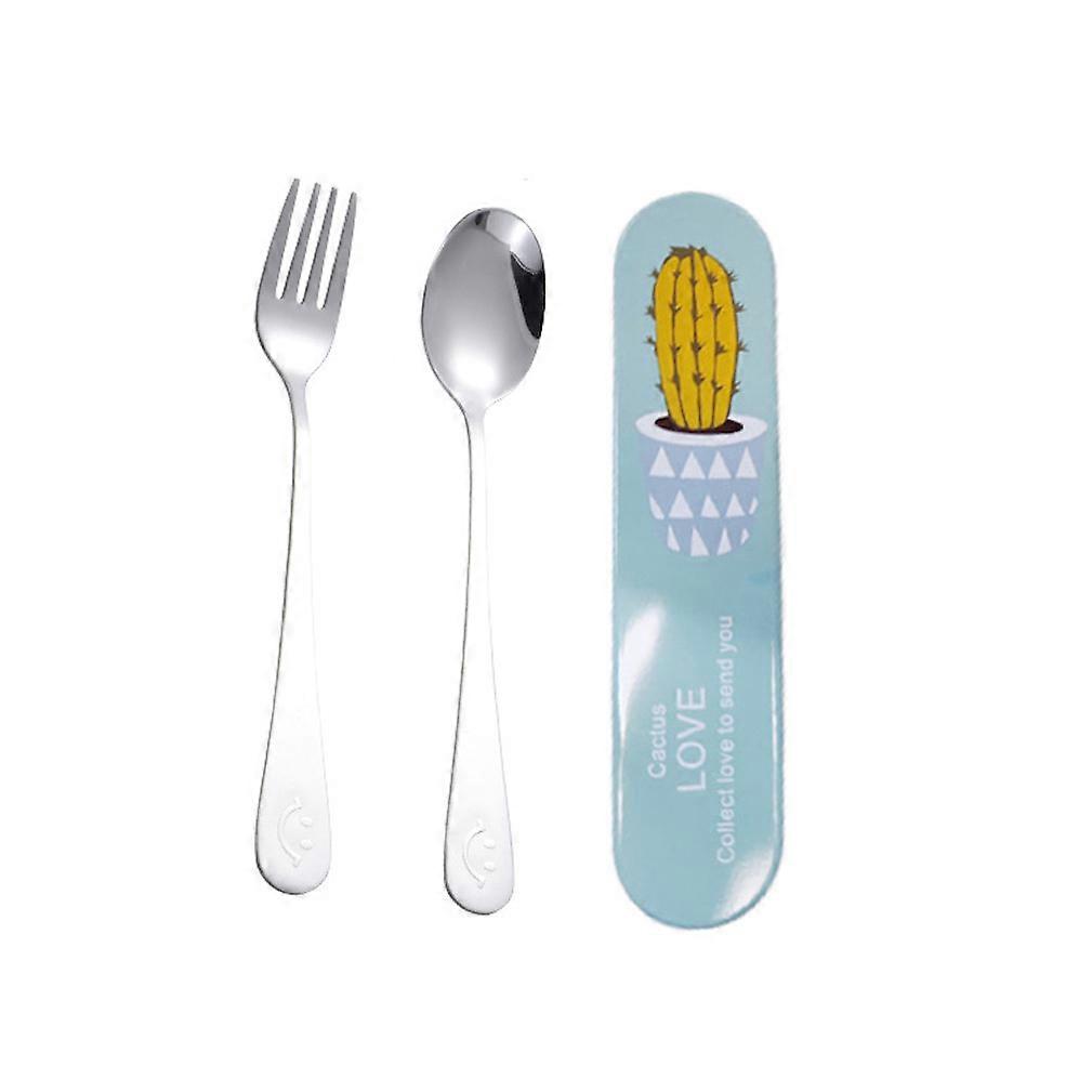 2pcs Cutlery Set Tableware Tableware Spoon Fork Stainless Steel Silver