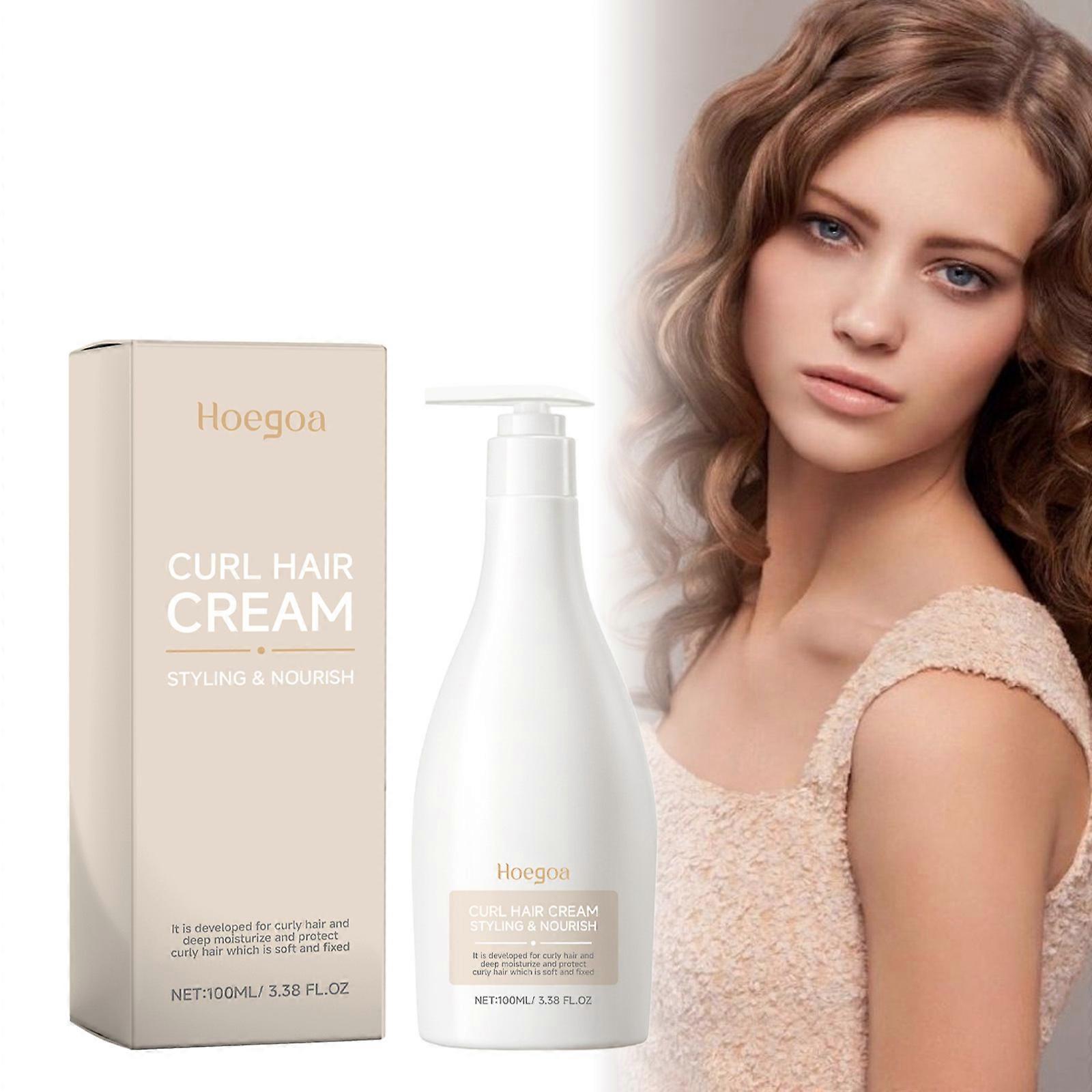 Crème pour cheveux bouclés - Coiffer et nourrir, Crème pour boucles 100 ml pour cheveux ondulés, Crème définissant les boucles pour cheveux bouclés, Gel crème pour cheveux bouclés
