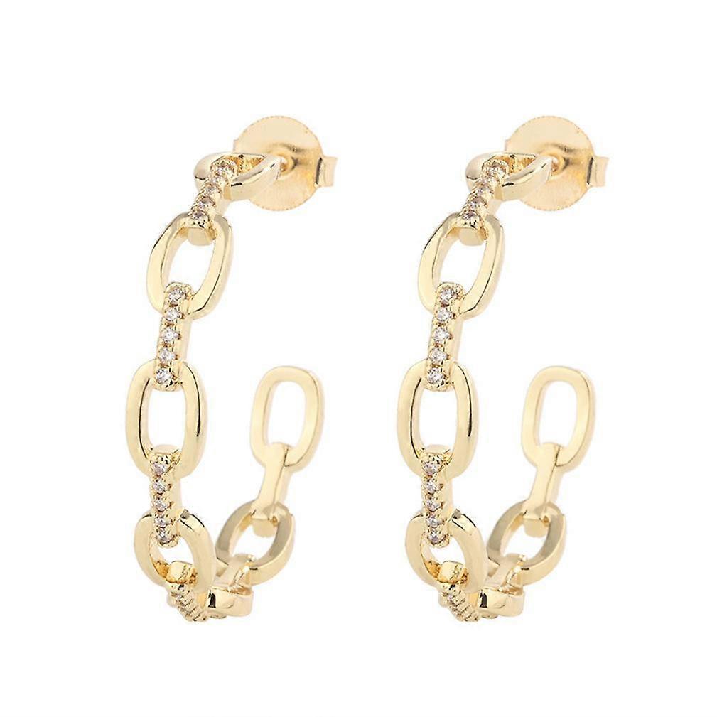 Large Earrings C Shape Micro Inlaid Zircon Alloy for Ceremony