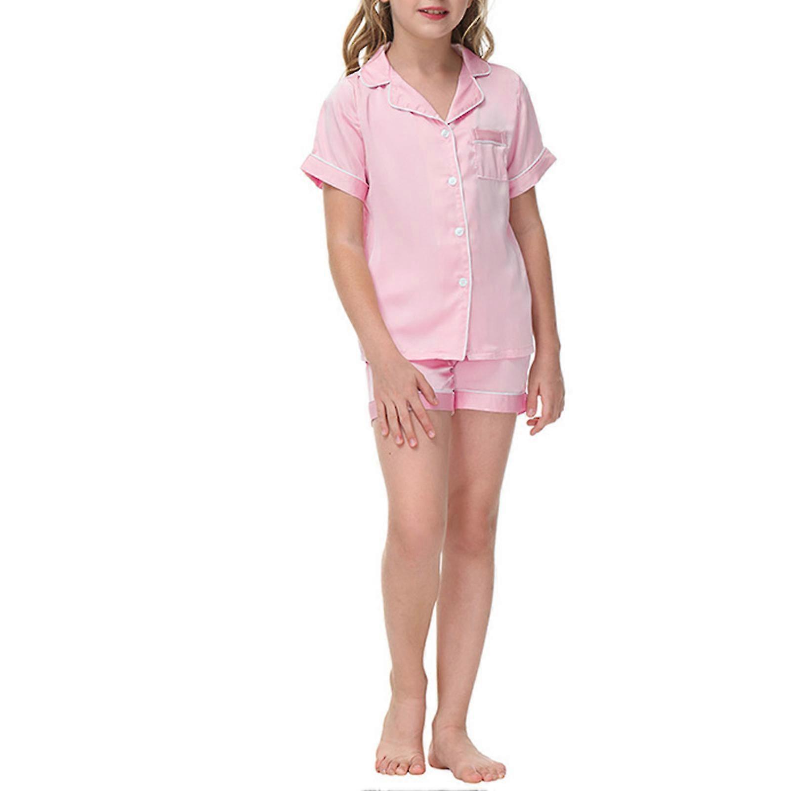 Kids Unisex Pajamas Set 2 Pieces Button Down Nighty Comfrortable To Wear Summer
