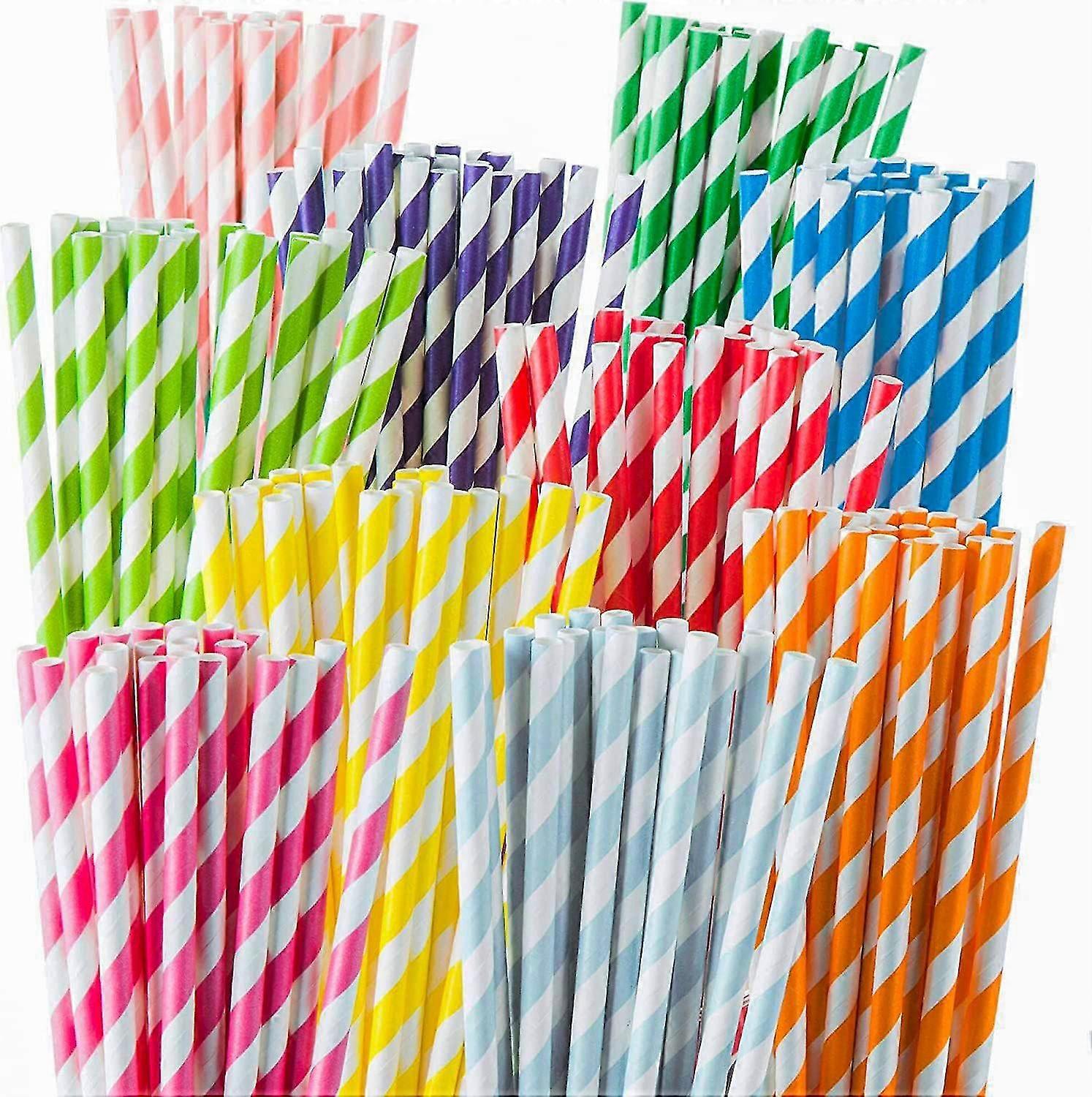 200 Pack Paper Straws Drinking Assorted Biodegradable Straws For Drinking Straws, Wedding