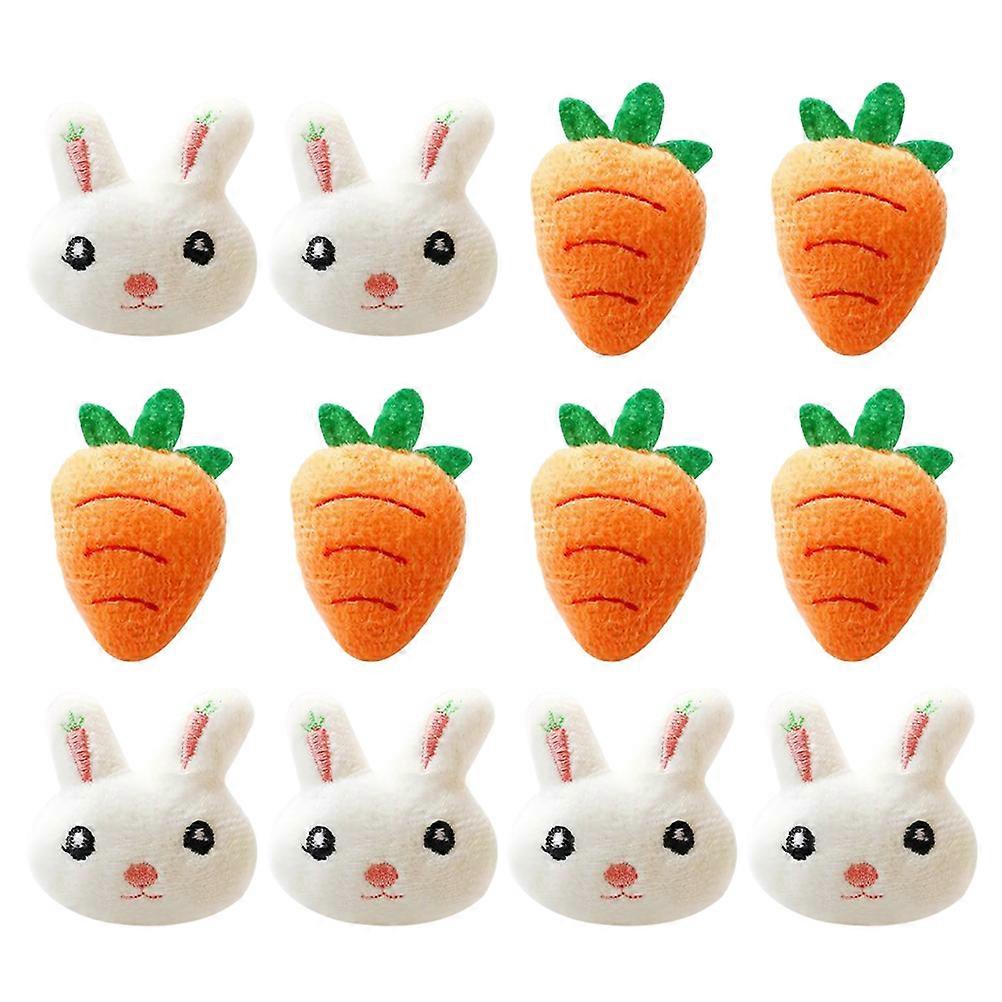 12Pcs Easter Carrot Rabbit Plush Brooch Clothes Bag Pin for Easter Clothes Decor