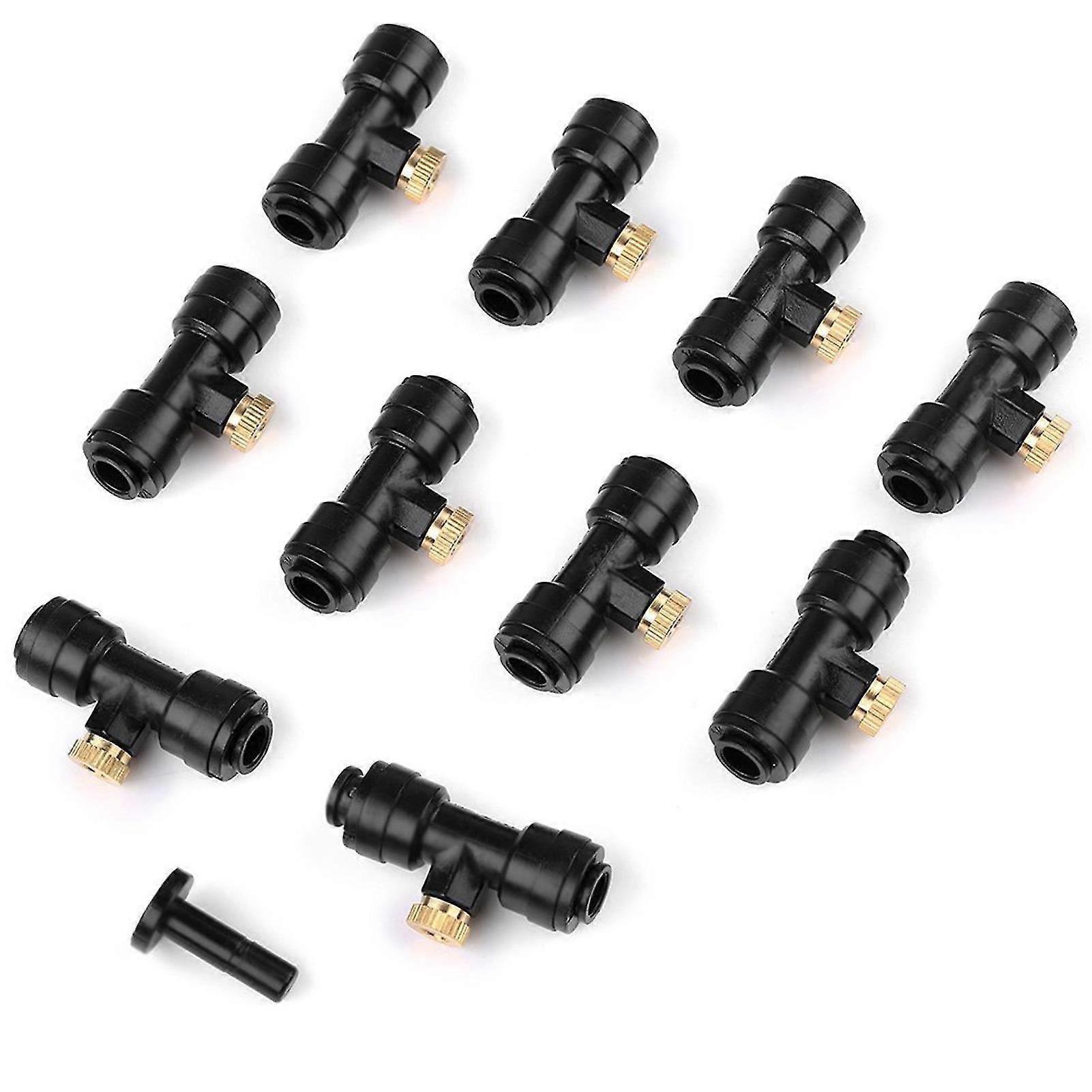 10pcs bicos de nebulização com tees e plugue 1/4 polegadas bicos de nebulização kit
