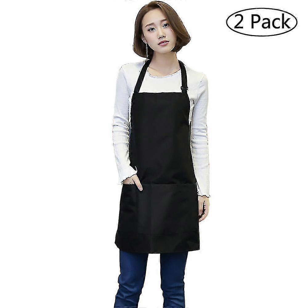 2pcs Waterproof Adjustable Apron With 2 Pockets Kitchen Aprons