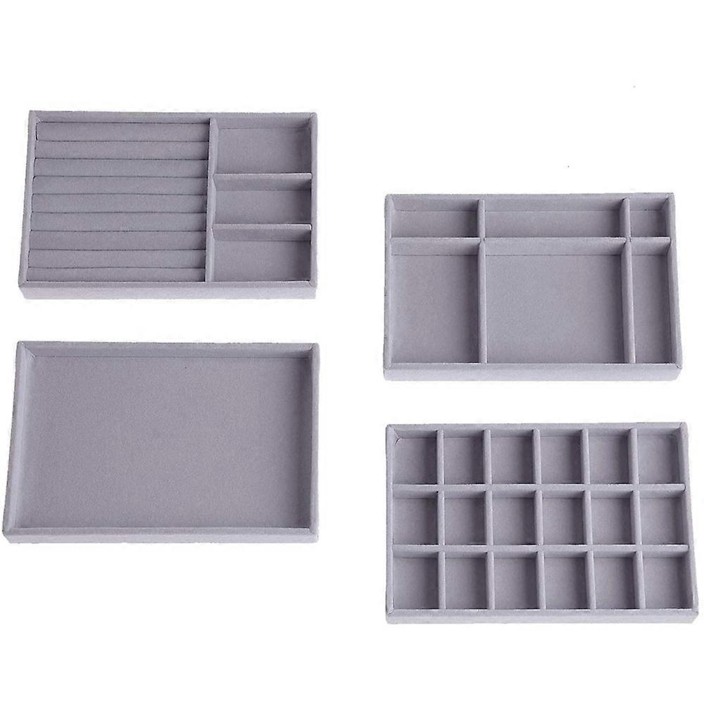 Jewelry Organizer, Gray, Stackable, Adjustable Storage