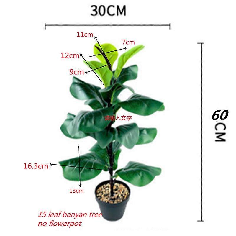 NEW 50-70cm Tropical Plants Large Artificial Ficus Tree Branch Real Touch Banyan Tree Fake Palm Leaves For Home Garden Office