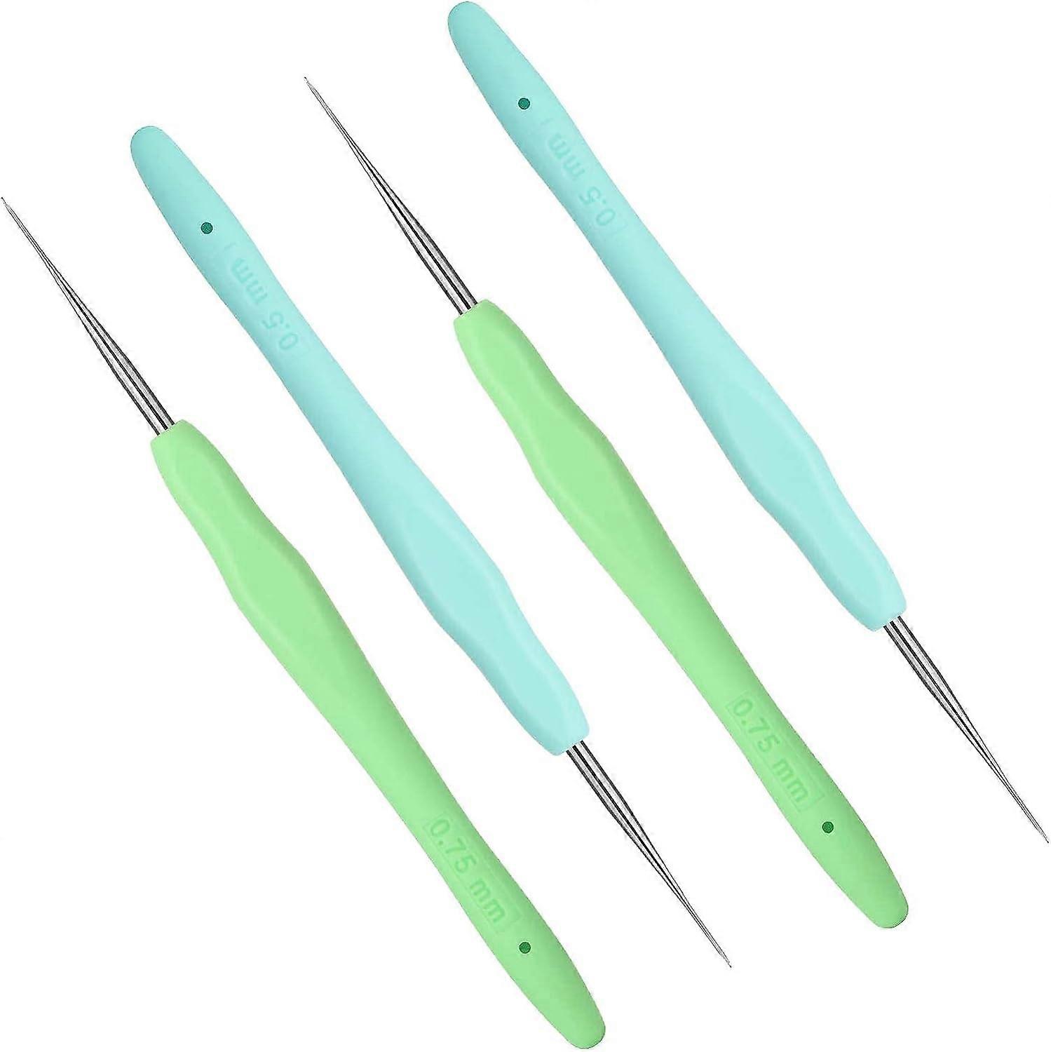 4 Pieces Dreadlock Crochet Hook Silicone Dreadlocks Tools Dreadlock Needle Tool for Braid Craftools Interlocks Sisterlocks (0.5mm, 0.75mm)