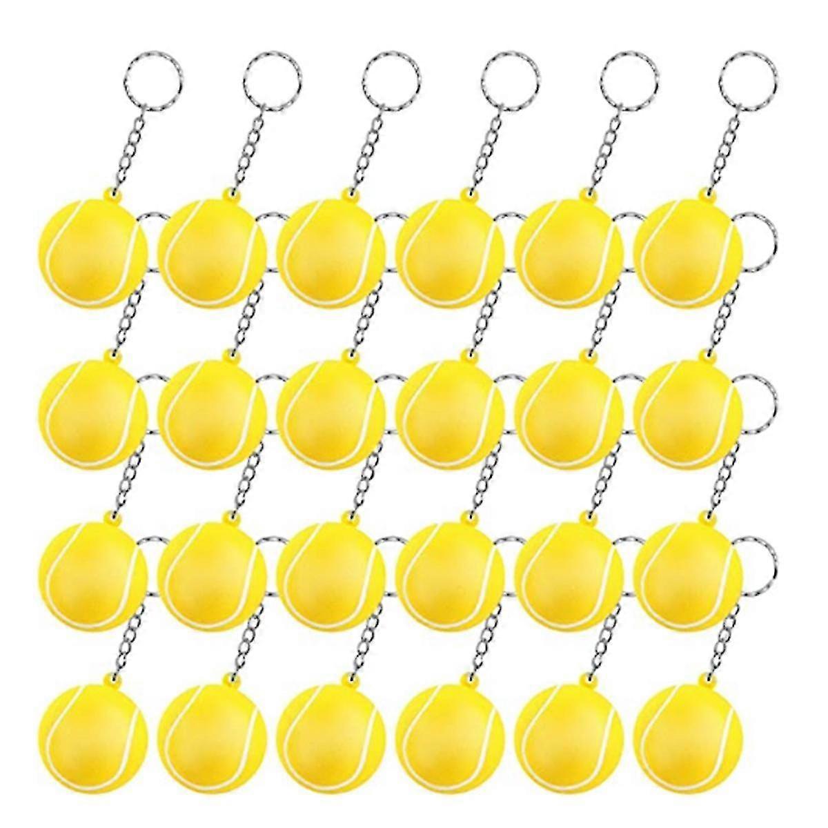 24パックテニスボールキーホルダー、ミニテニスストレスボールキーホルダー、スポーツボールキーホルダー新しい