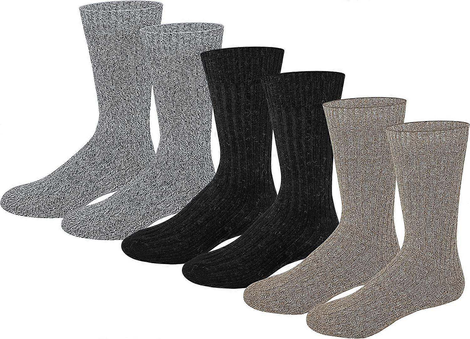 6 Pairs Men Wool Knitted Premium Winter Thermal Boot Socks