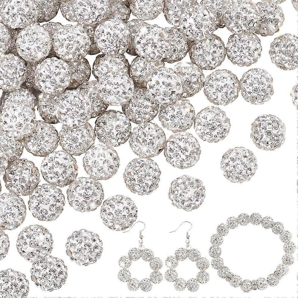 10 Paia Orecchini A Perno Clay Con Strass | Palla Disco 10mm Cristallo Pave - Foto 5