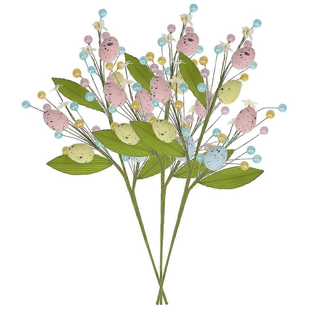 3Pcs Artificial Easter Stems Artificial  Egg Picks Easter Egg Twig Stems for Vase