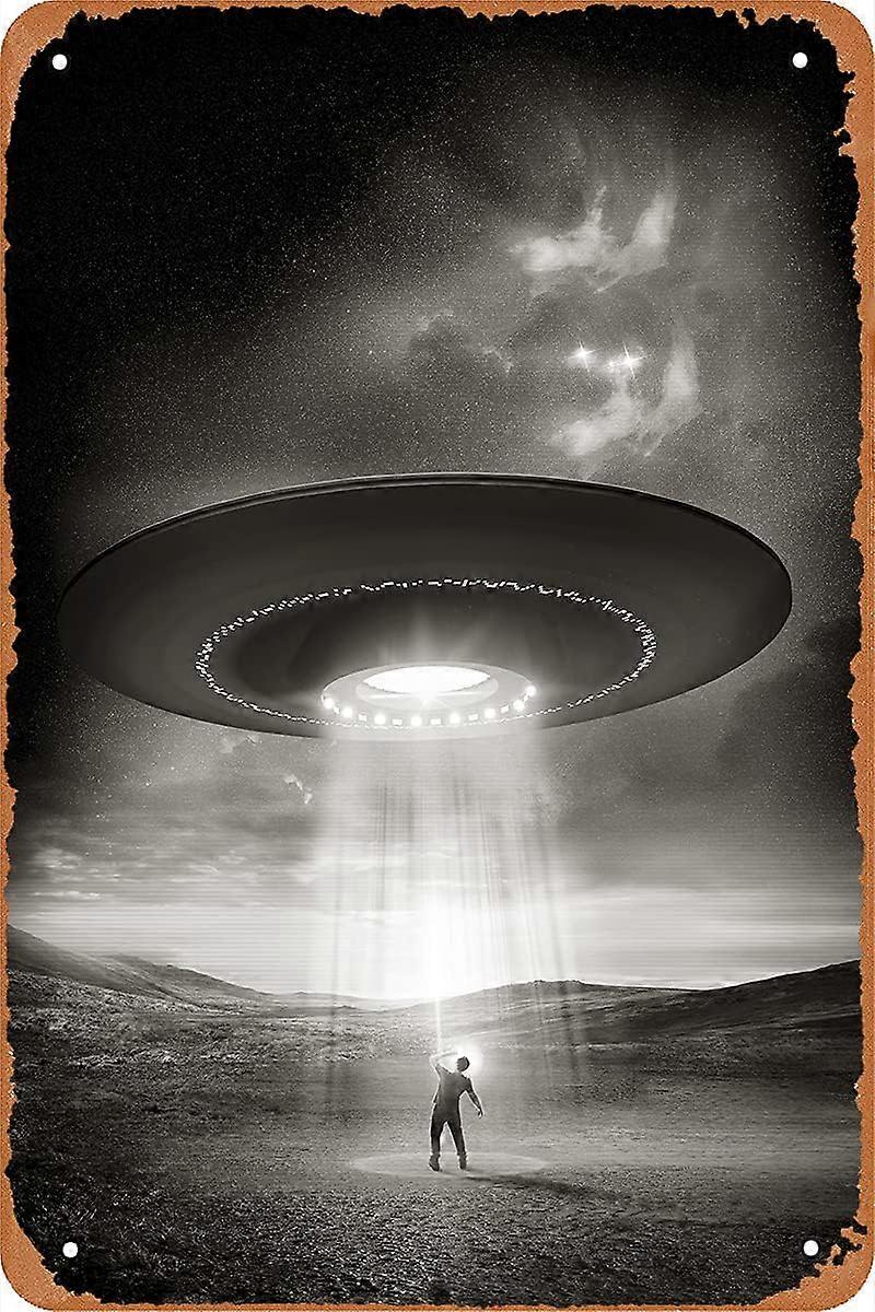 エイリアンレトロメタルサインヴィンテージTINサインプラークカフェバーホームウォールデコレーションアートサインギフト12 X 8インチ