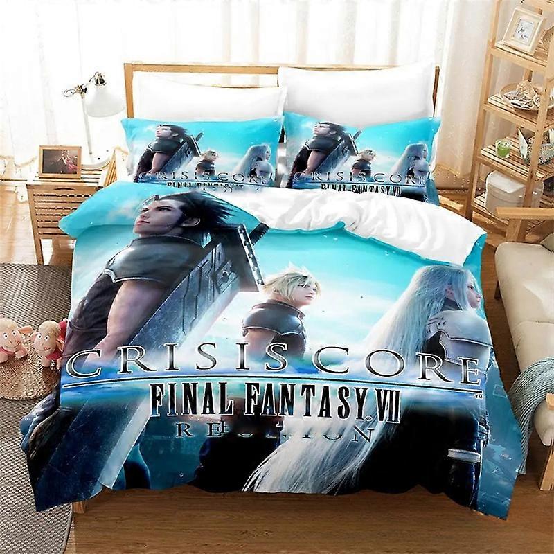 a64 Sengetøj Crisis Core Final Fantasy VII Sengesæt Quiltbetræk Pudebetræk Drenge Piger Voksne Sengetøj Sæt3-delt sengetøj sæt (1 dynebetræk + 2 piller