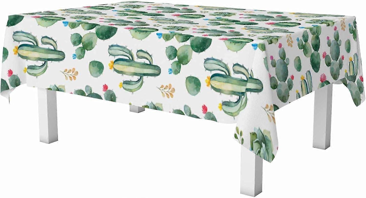 Cactus rectangle nappe Tropical vert aquarelle succulentes et fleurs multicolores essuyable nappeses imperméables Housse de table pour piquet de fête