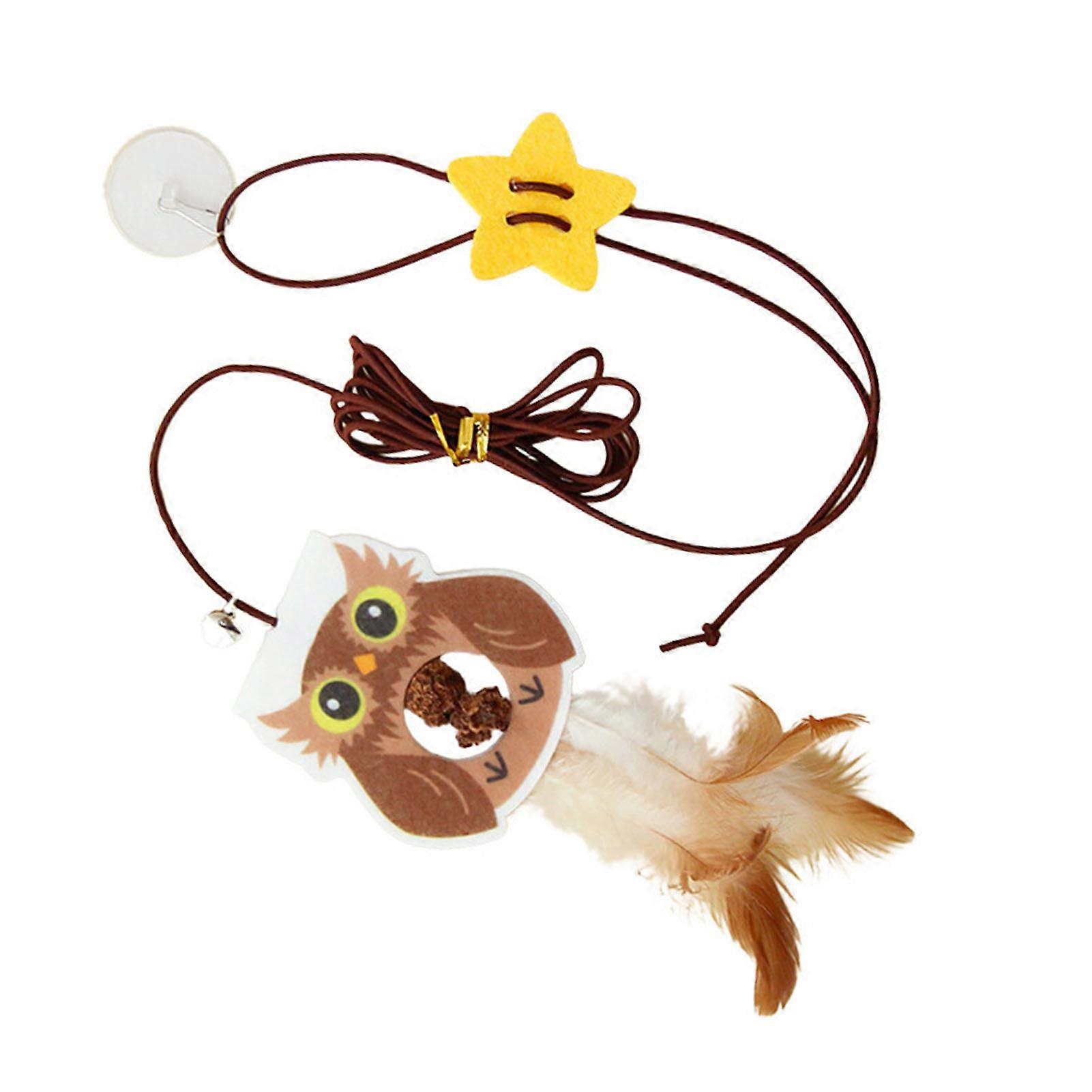 Retractable Cat Feather Toy 6.6ft Long Elastic Cord Catnip Included Bright Colors Hanging Door Cat Toy for Wall Door 