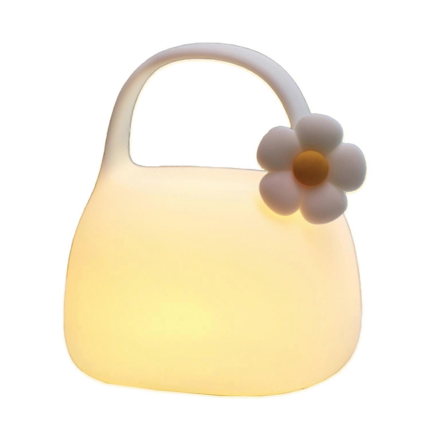 [安德在线]包包手提灯 可爱床头桌面摆件拍拍灯柔光定时伴睡灯（A043包包手提灯-带花款）