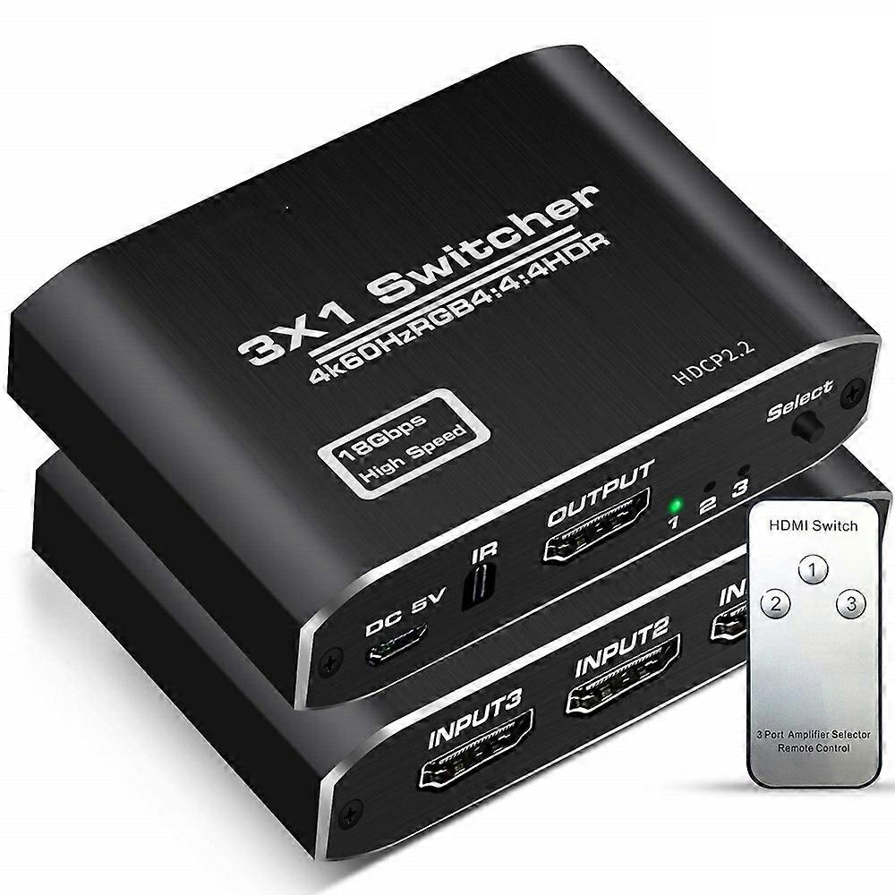 Type B OZQ3-1 3 entrées 1 sortie HDMI 2.0 HDCP 2.2 Mélangeur 4K 60Hz HDMI Commutateur vidéo avec télécommande