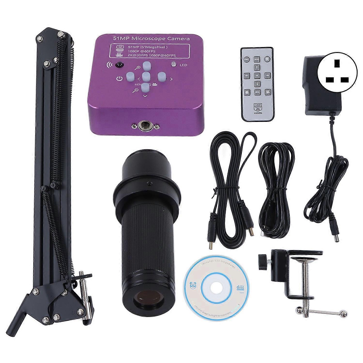 51MP Microscope Camera High Definition Large Viewing Industrial Camera with 150X Lens Adjustable Bra