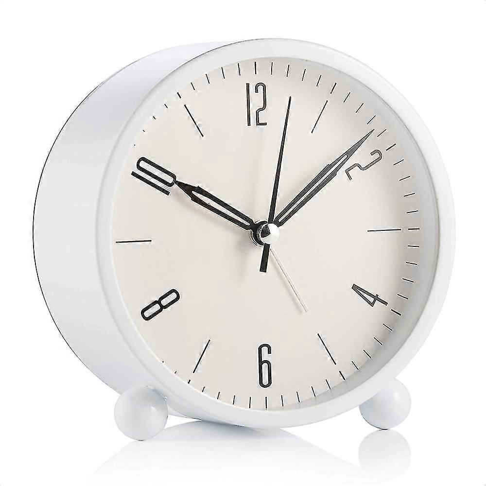 Round Alarm Clo Non Tiing, Battery Operated And Light Function, Super Silent Alarm Clo, Simple Stylish Design For Desk/bedroom