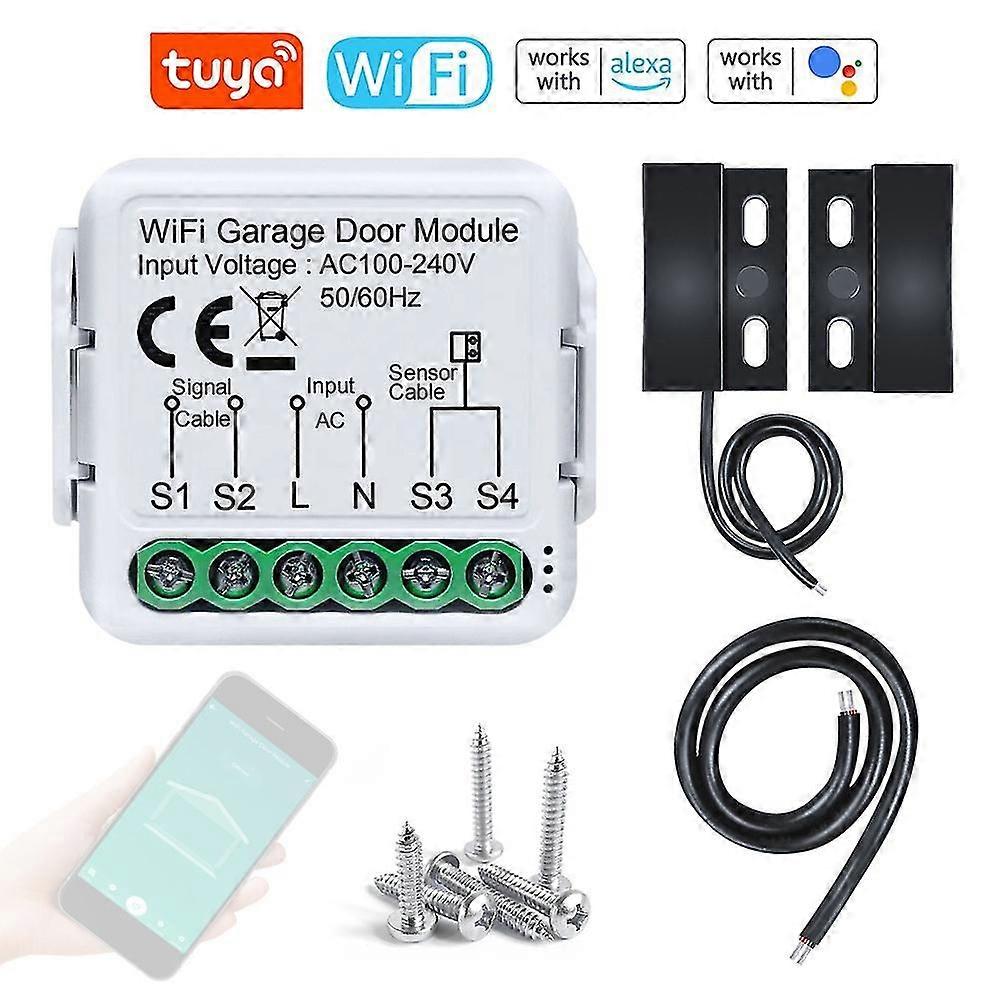 Tuya WiFi Garage Door Opener Controller Mobilephone Remotely APP Control Compatible with Alexa Googl