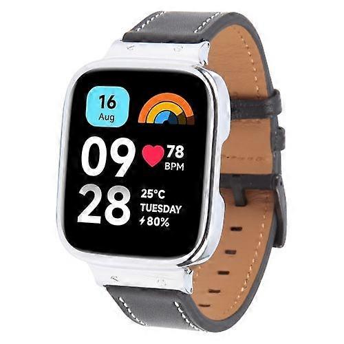 ZRUXE BD-HM 3-190 Redmi Watch 3 Lite メタルフレーム一体型レザーウォッチバンド