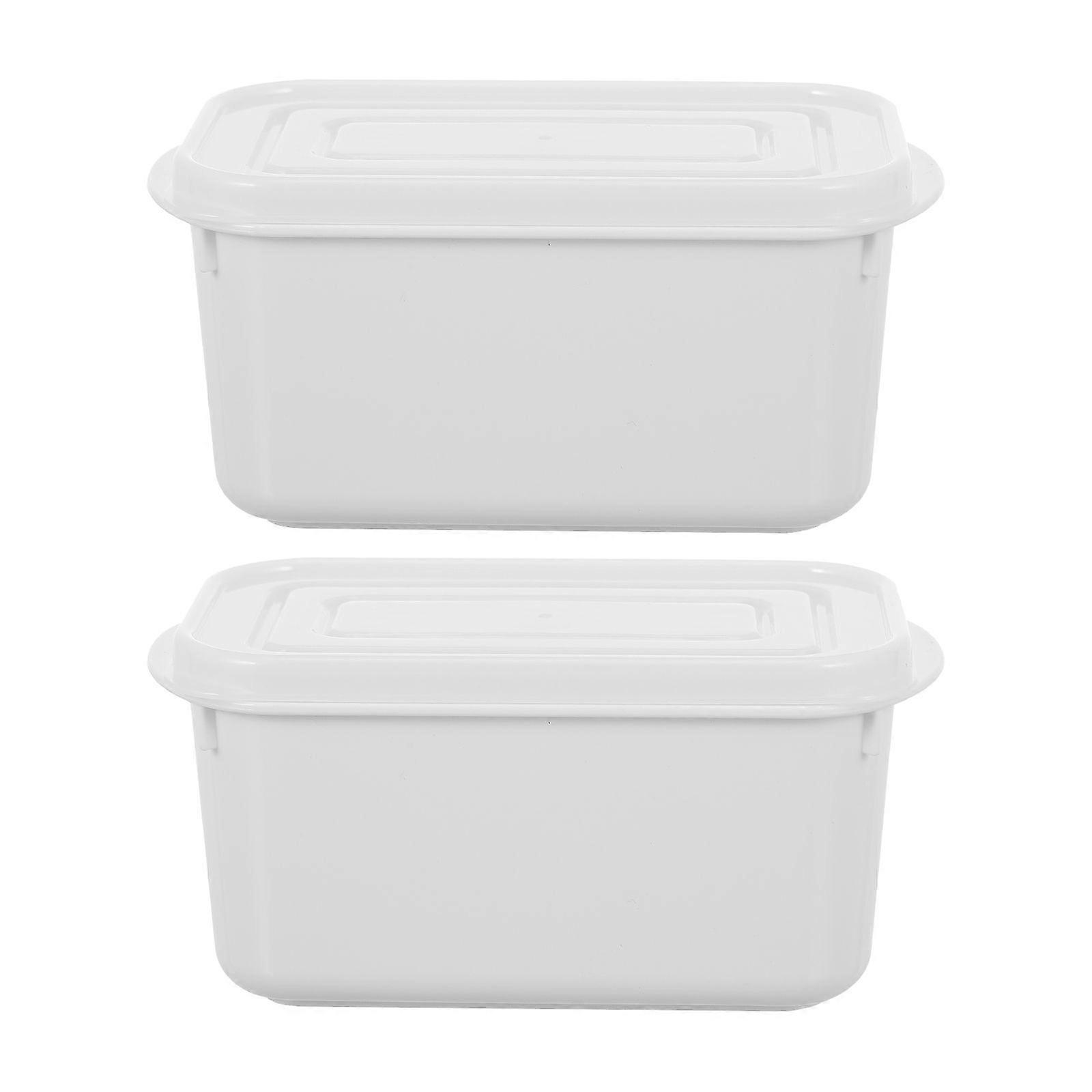 2pcs Butter Boxes Food Crisper Preservation Boxes Butter Storage Cases (White)