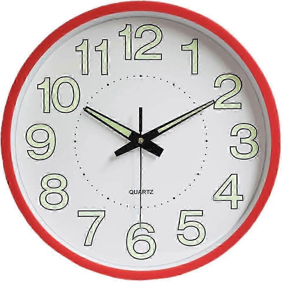 3d Numbers Wall Clock For Living Room Decor,30cm Bright Red