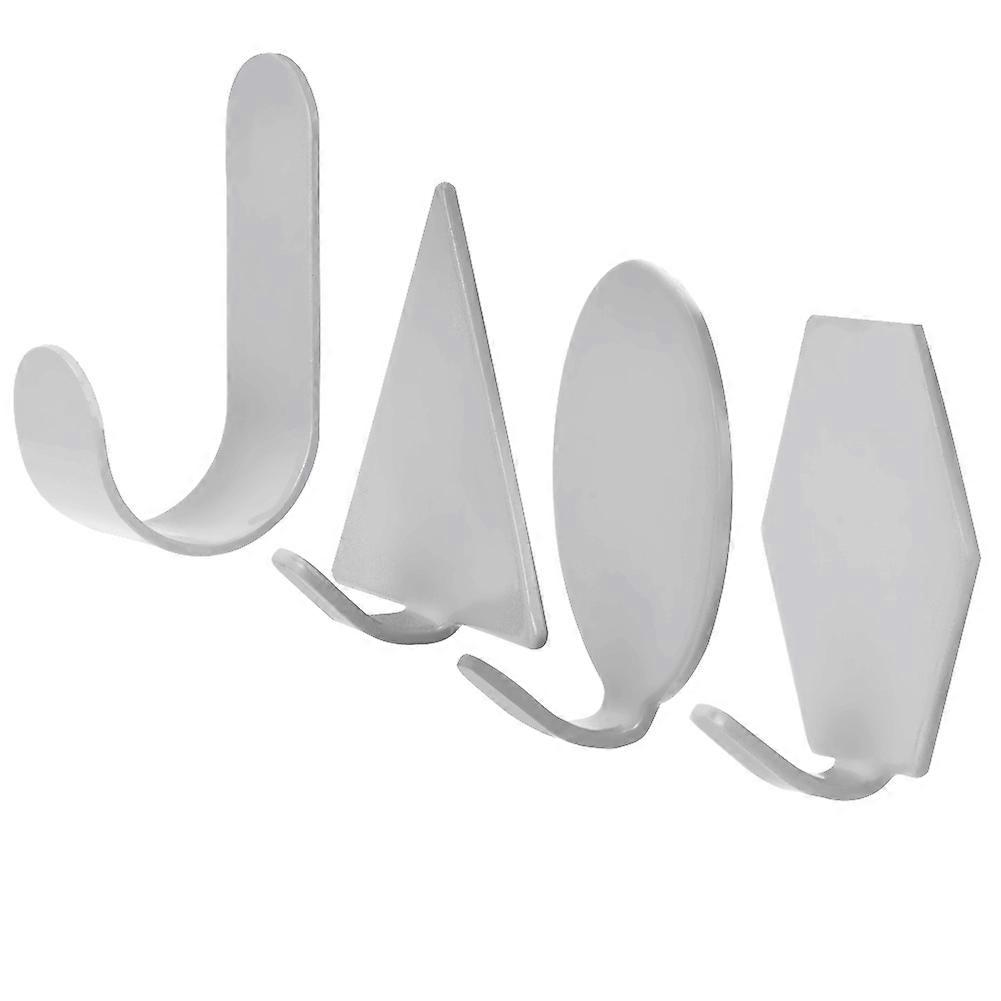 Nordic Style Adhesive Wall Hooks Geometric Shape Key Hanger For Home Decor, Self-Adhesive, White, Acrylic, 2 Pack