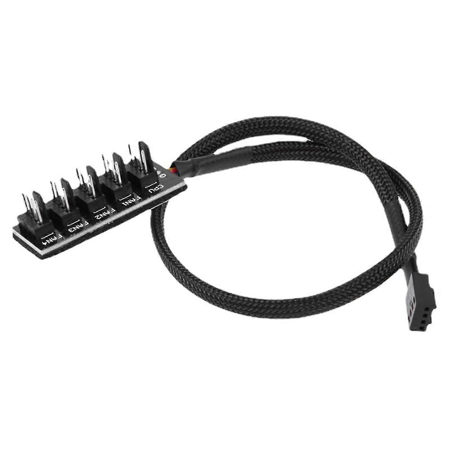 PWM Fan Splitter 1 to 4/5 4Pin Nylon Mesh CPU Fan Adapter Power Extension Cable for Desktop