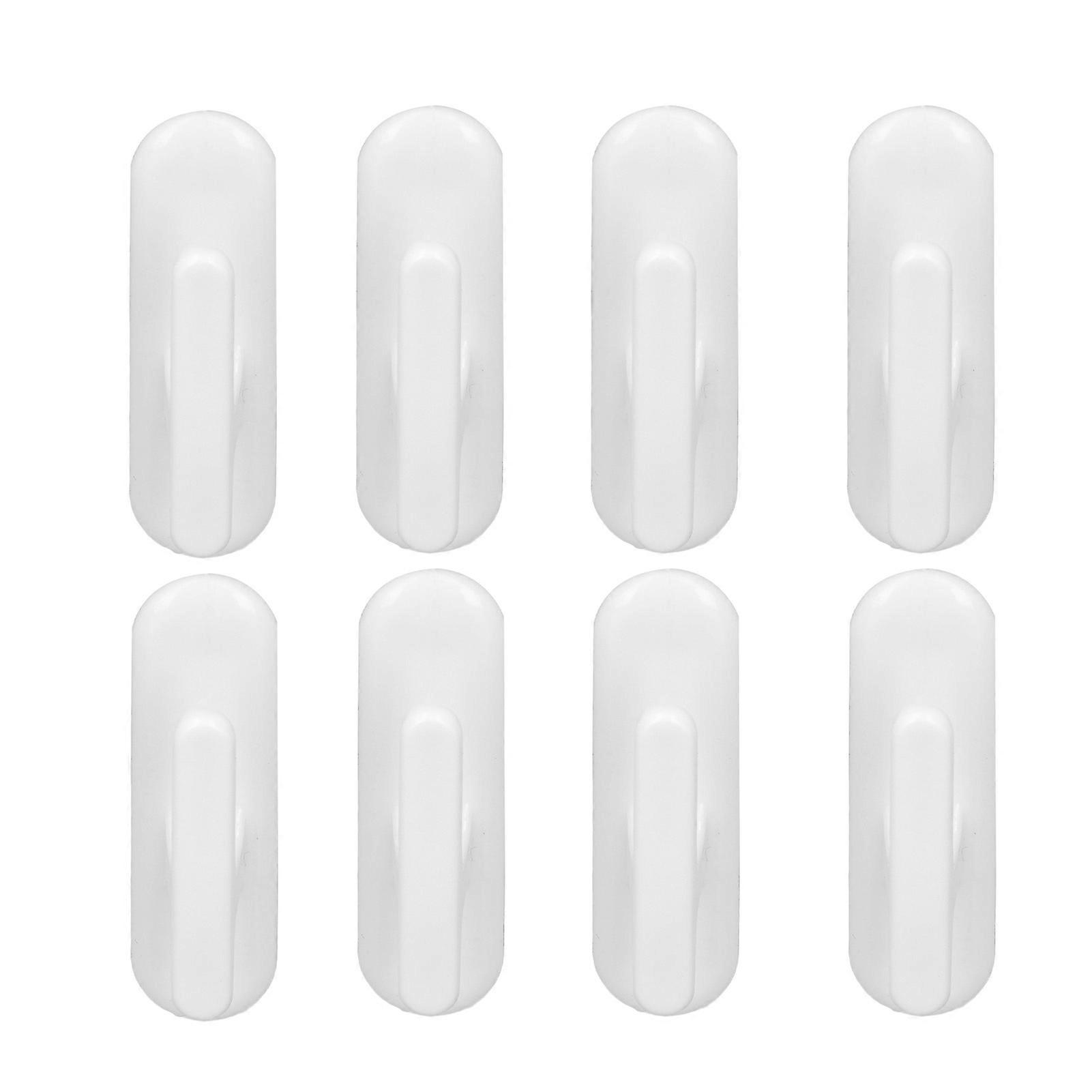8 Pcs Self-Adhesive Curtain Hooks White Plastic Curtain Buckles for Home Office Use, Wall-Mounted Design