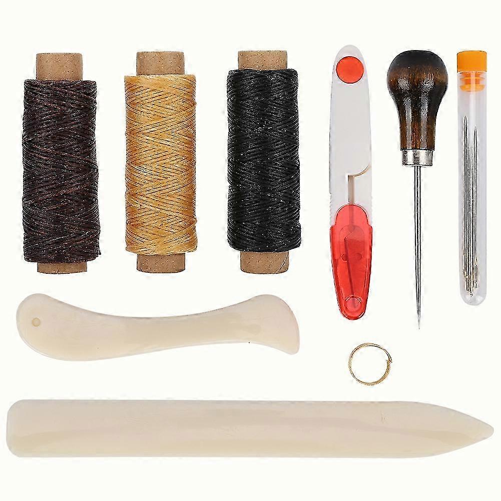 DIY Stitching Leather Hand Sewing Craft Tool Thimble Measuring Tape Awl Accessory Set