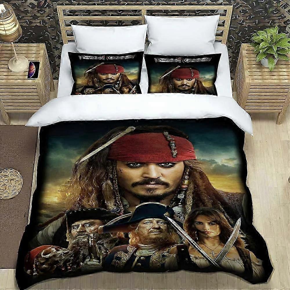 y318 Lençóis Conjunto de Cama Piratas do Caribe Edredão Fronha Queen Cama de Casal, Quarto Quarto Pirata Capa de Edredão Menino Presente Lençóis vvb3