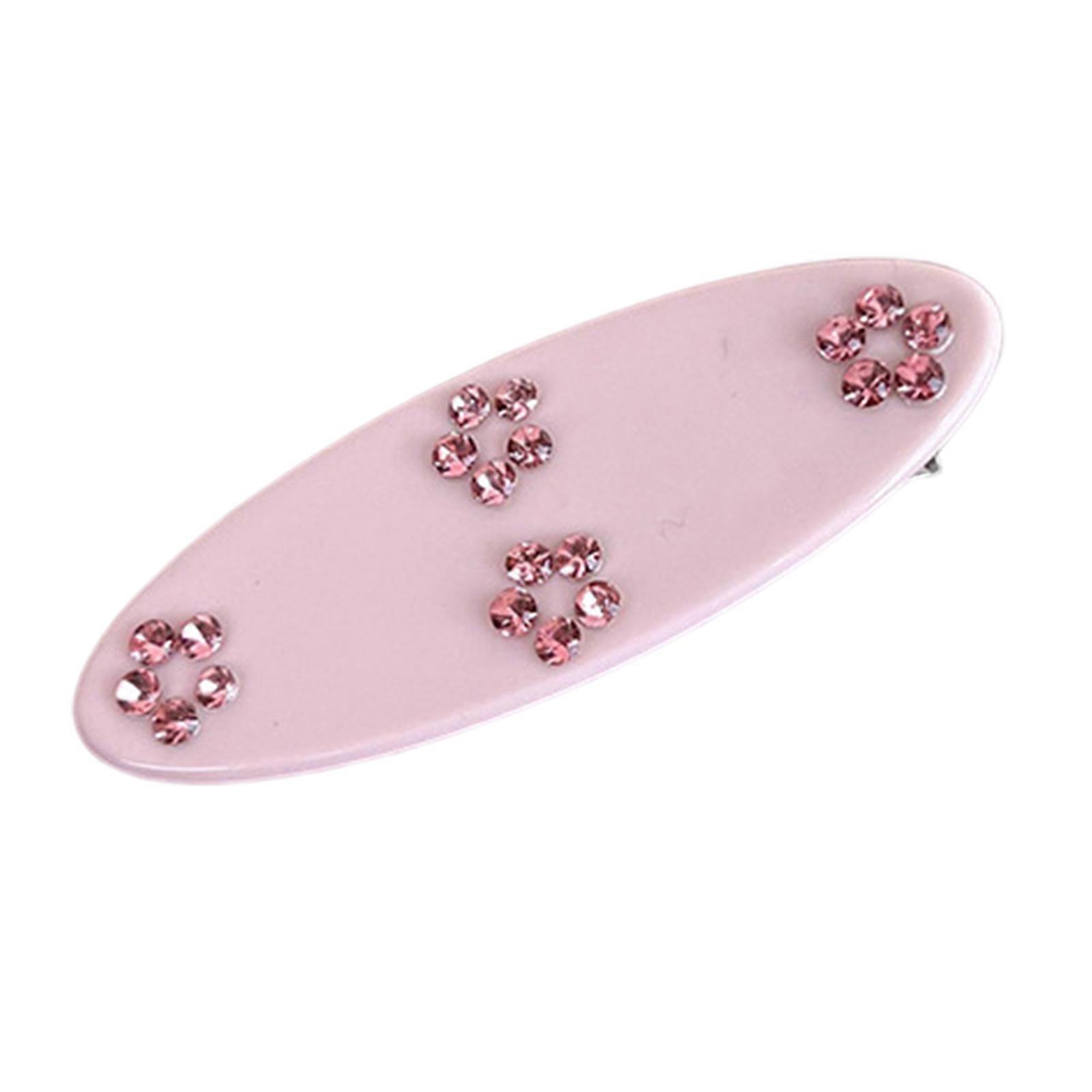 Rhinestone Flower Spinka do włosów dla dziewczynki Owalna spinka do włosów Spinki do włosów y2k Spinka do włosów Kwiat Barrettes Klips boczny Klips Kaczy dziób Różowy