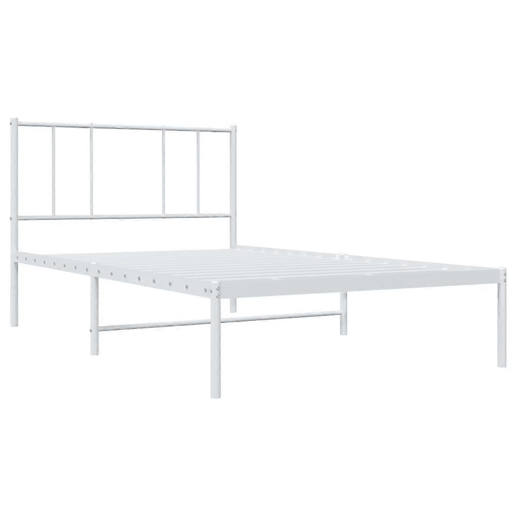 Metal Bed Frame With Headboard White 107X203 Cm King Single Size King Single Bed Frames