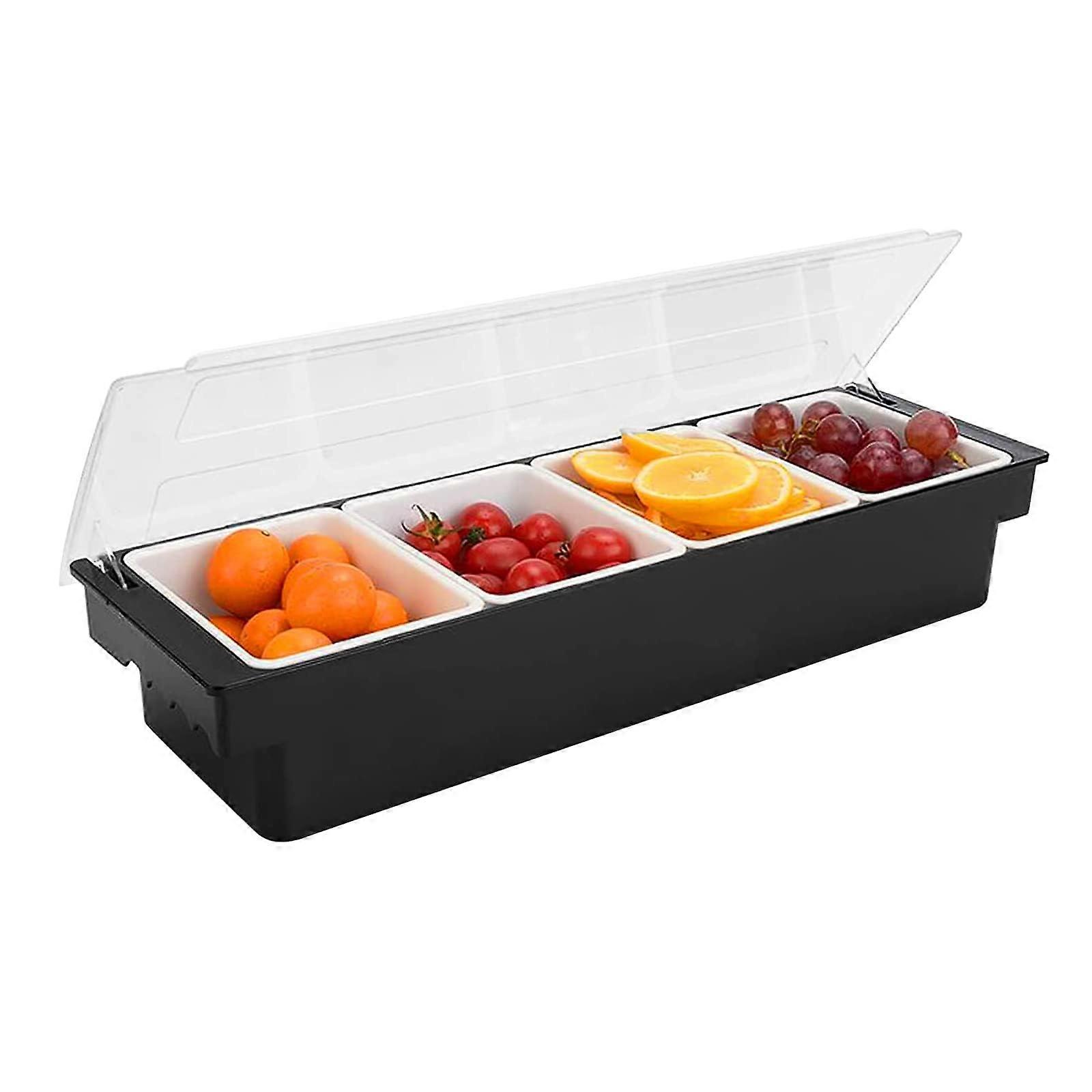 1 Compartment Caddy for Fruit, Veggie, and Condiment Serving - Taco Bar Organizer with 4 Compartments, Durable Plastic
