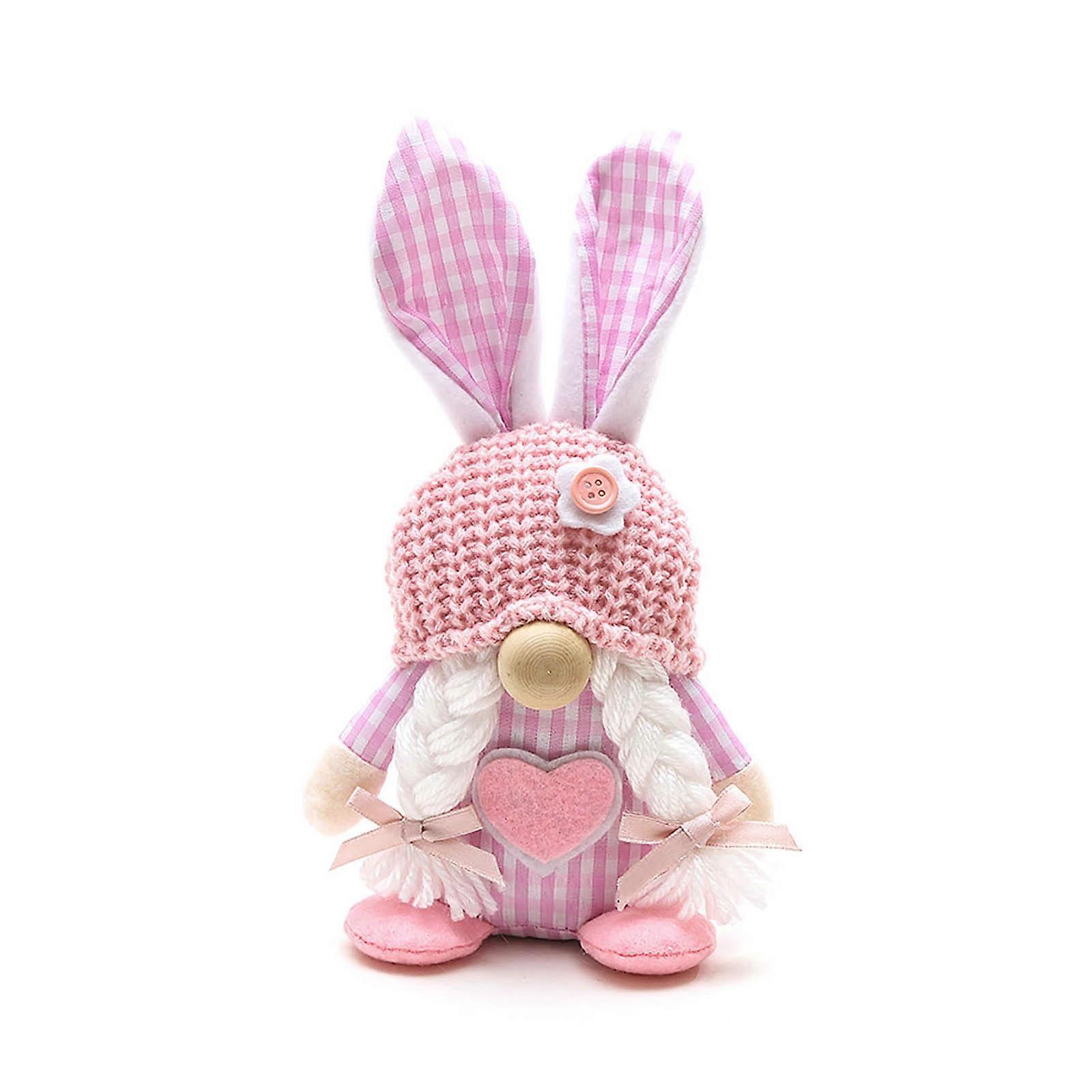 Easter Bunny Gnome Plush Scandinavian Tomte Elf Decorations Rabbit Ornaments Faceless for Doll Swedish Tomte Dwarf Figur Pink