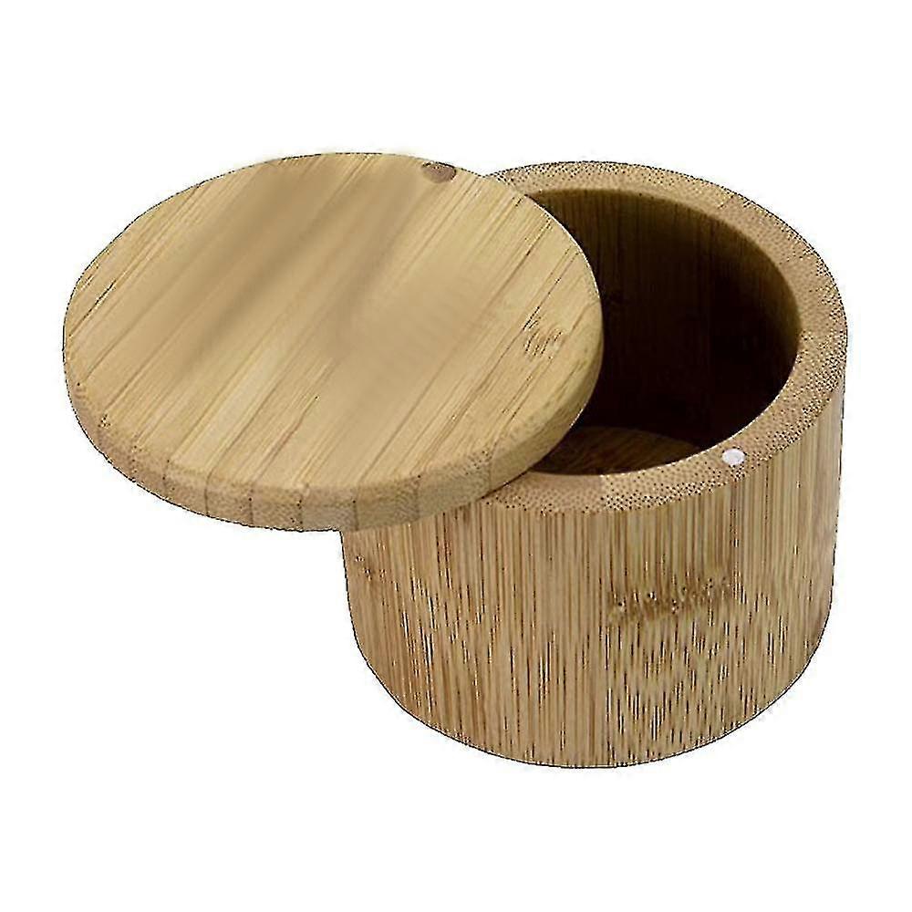 Bamboo Salt Cellar Storage Box Equipped with Magnetic Closure