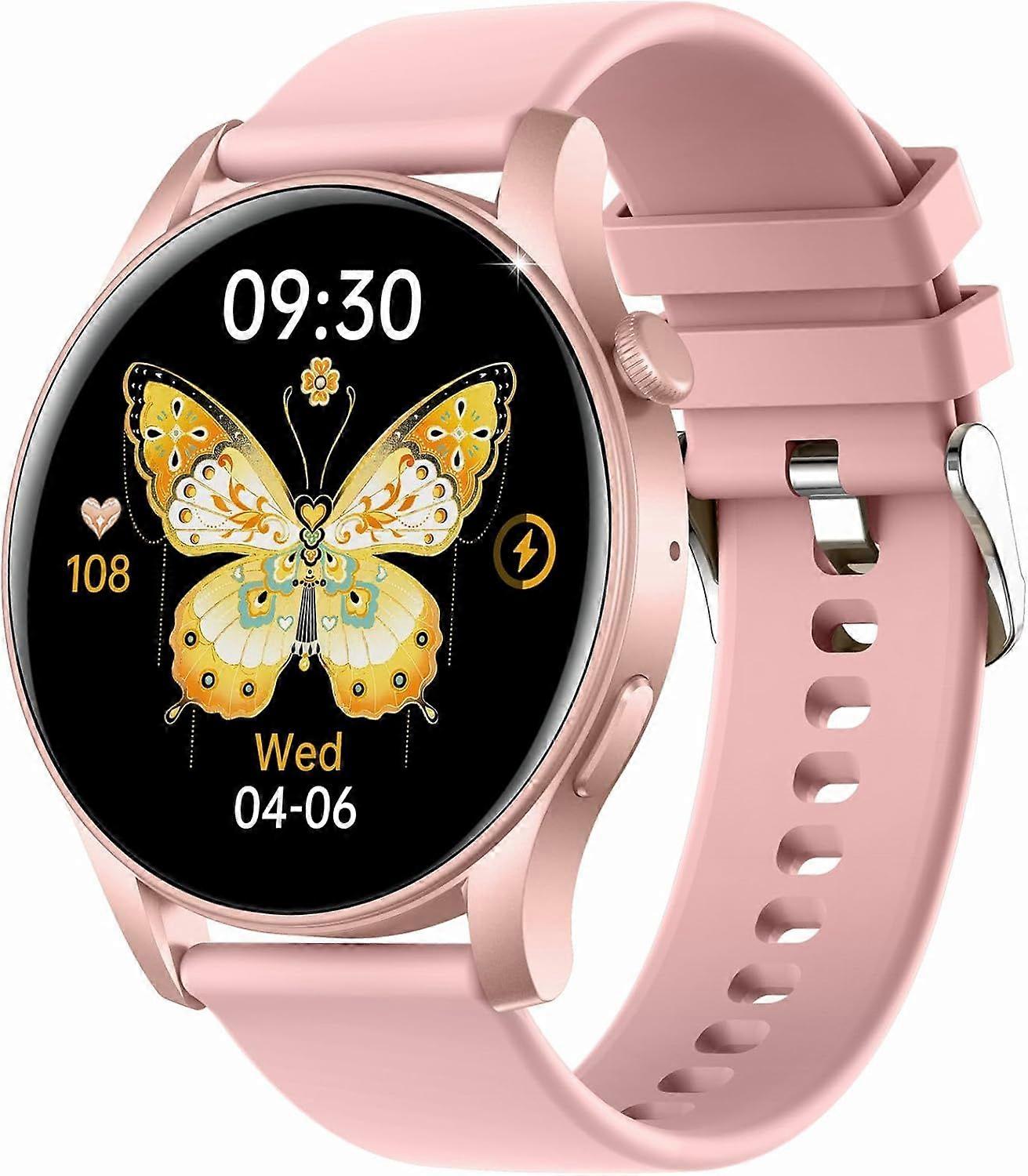 1.43" AMOLED Fashion Smart Watch with Call Feature, 466*466 Resolution, Round Design, for iPhone & Android Compatibility(Pink)