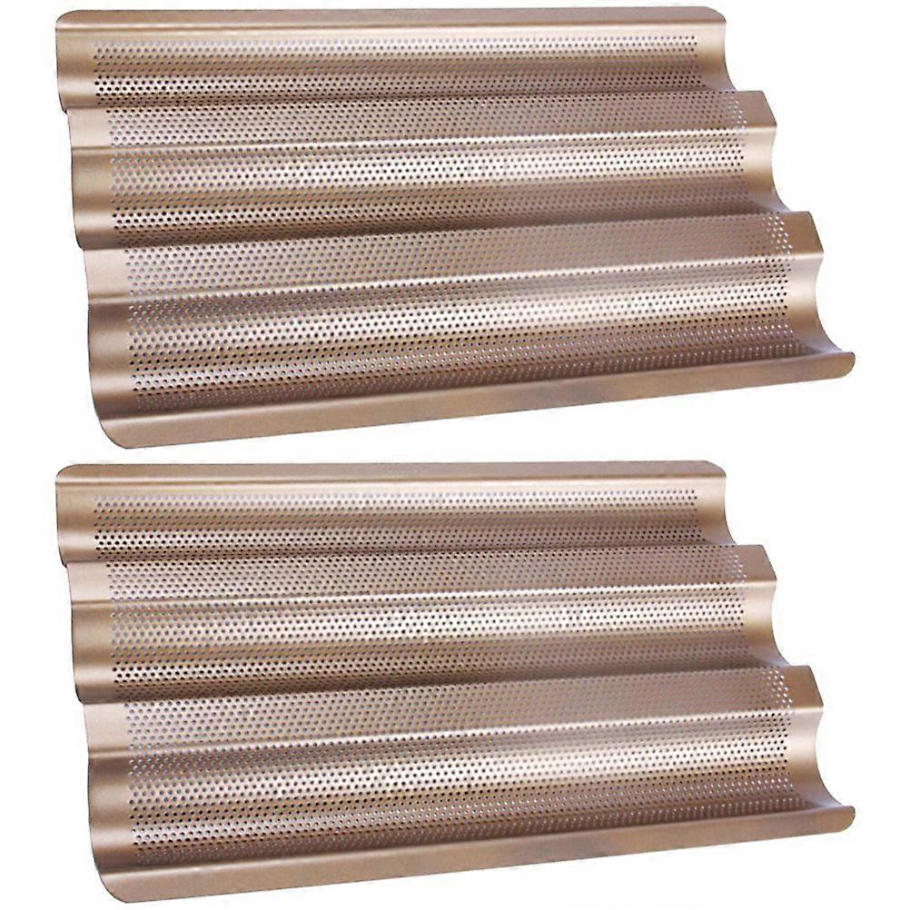 2Pcs Household Non-stick French Bread Baking Mold 3 Wave Bread Baking Mold