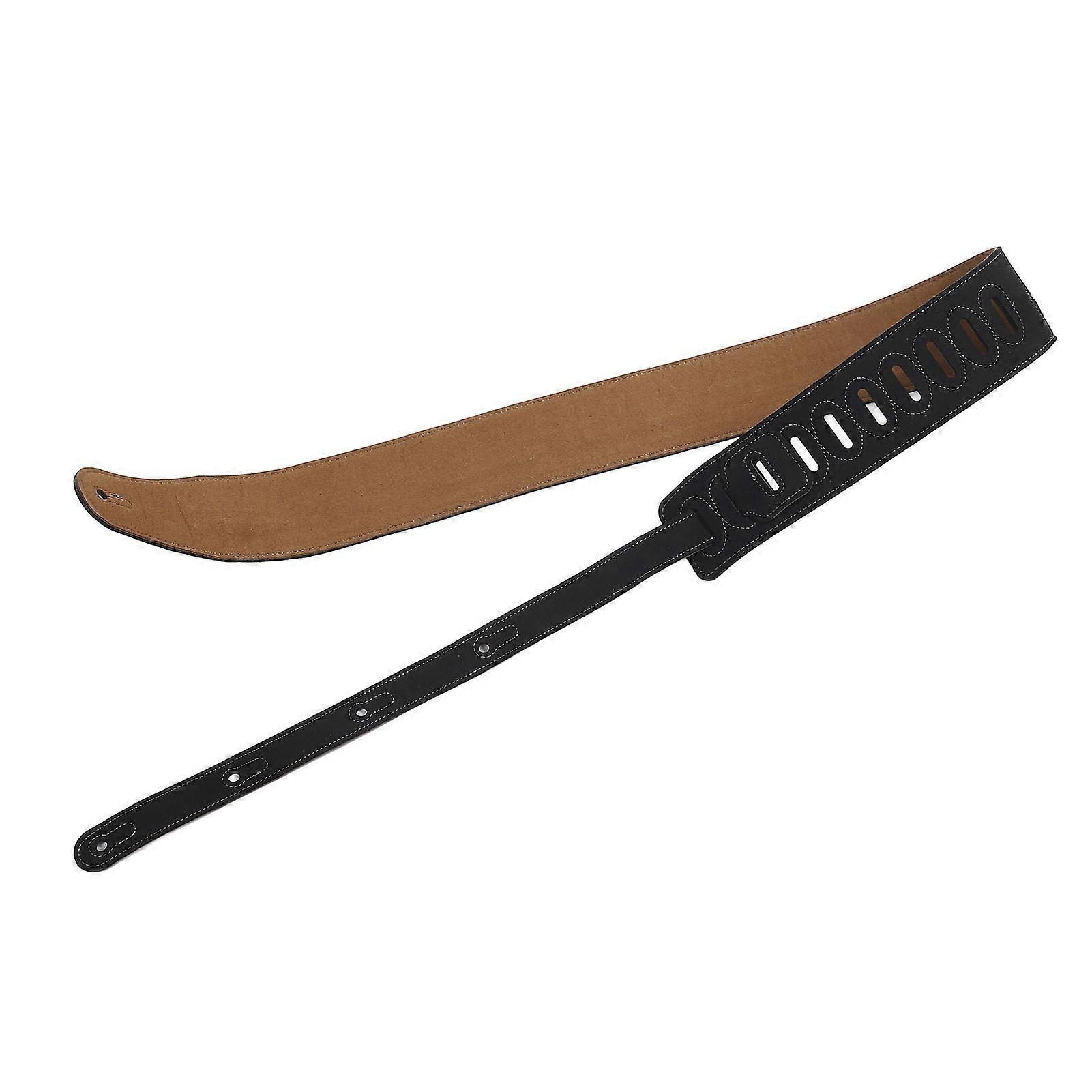 Punk Zipper Läder Gitarrrem 2,8 tum bred svart mocka