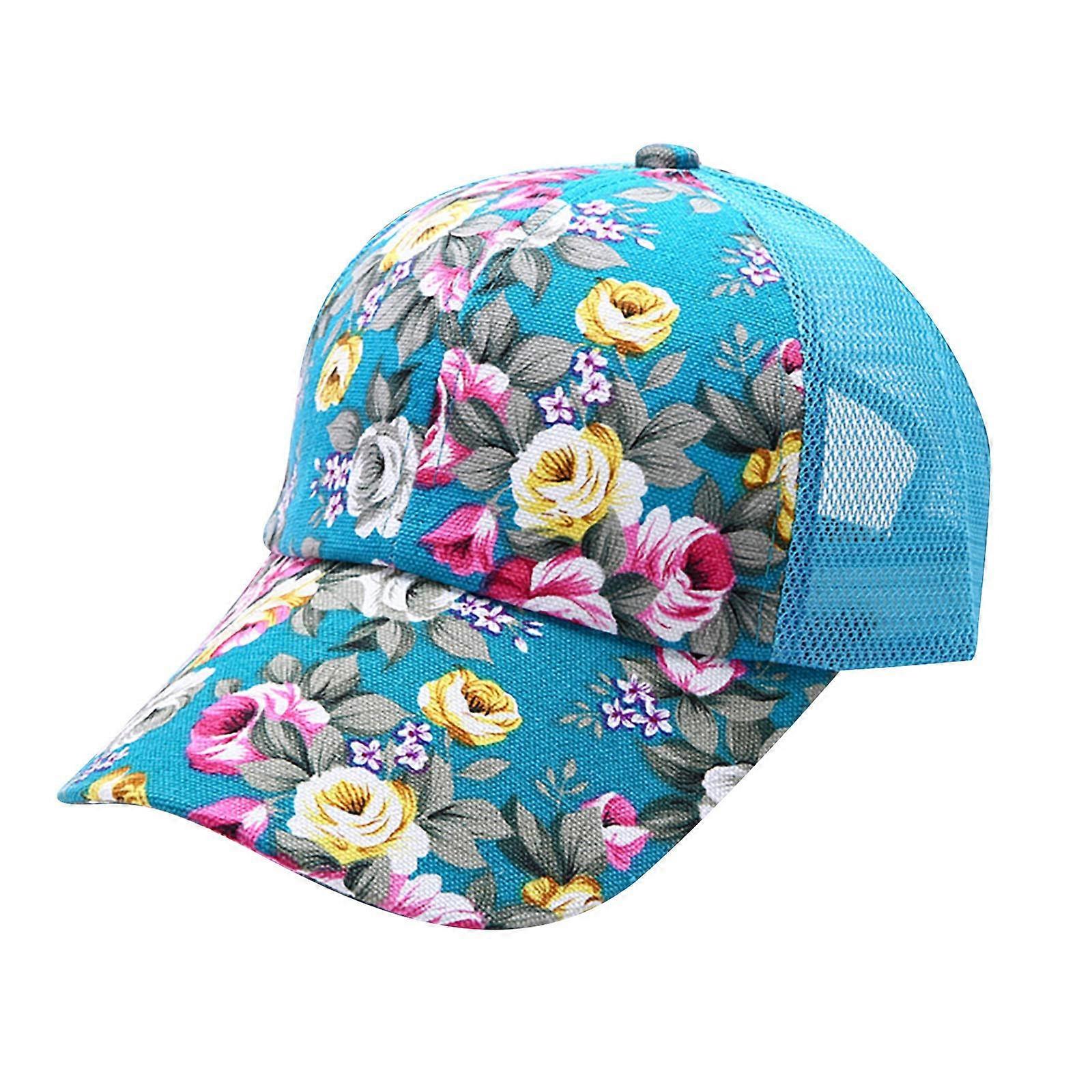 Flower Sun Baseball Women Every All-Cap Printing Baseball Caps Ordinary Industries Hat One Body Sky Blue