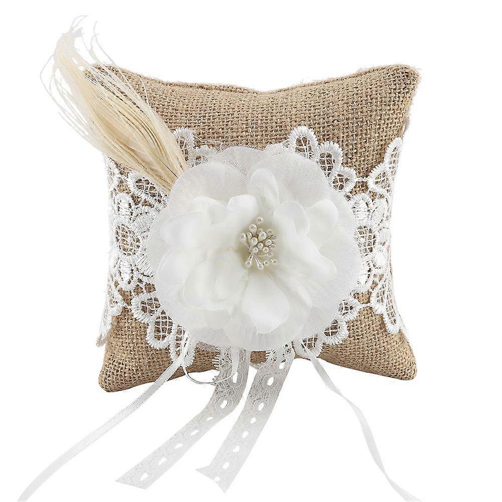Burlap Ring Pillow Ring Holder for Wedding Party