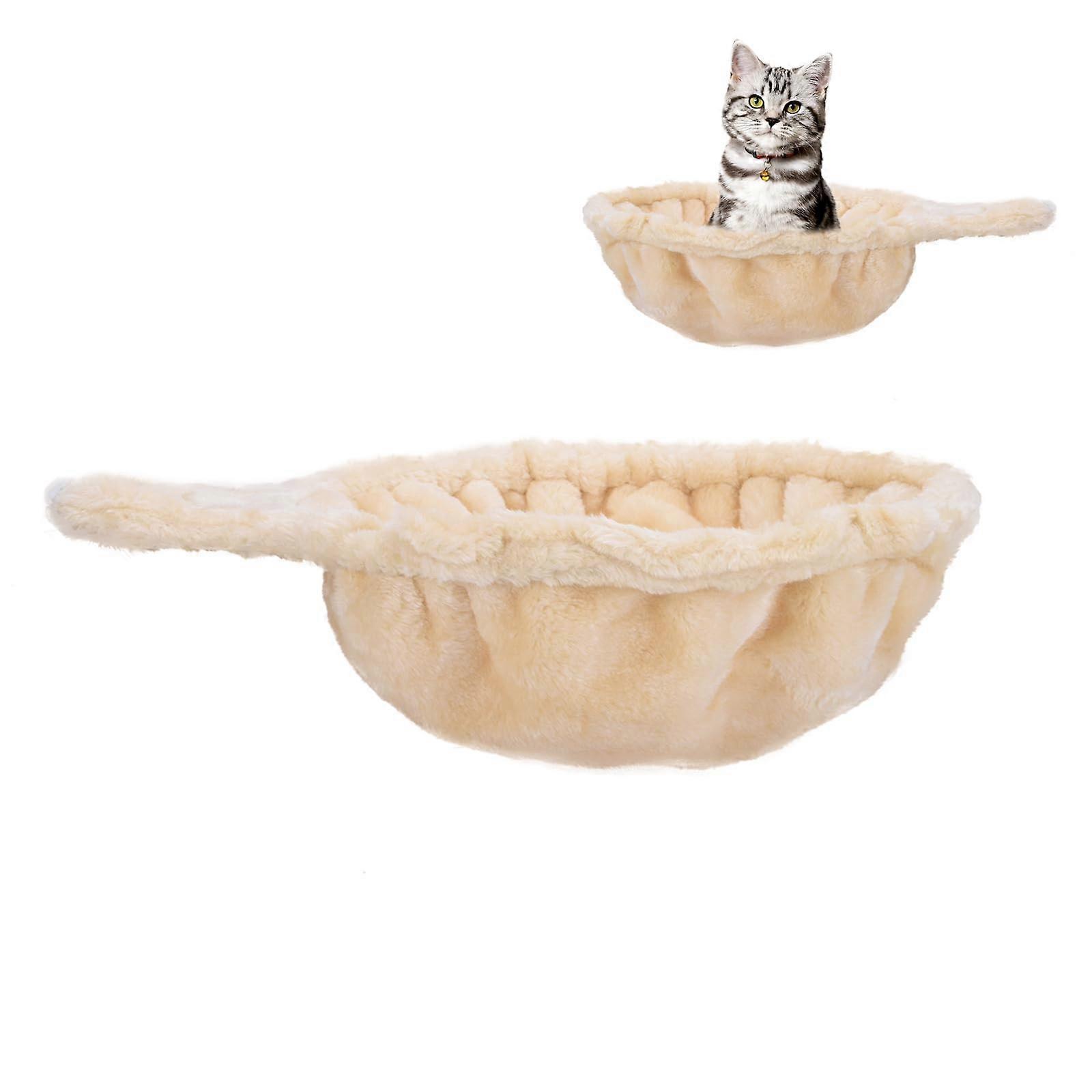 Beige Cat Hammock Extra Large 12.4 Inch Cozy Deep Basket Design for Cat Tower Compatible with Most Cat Trees