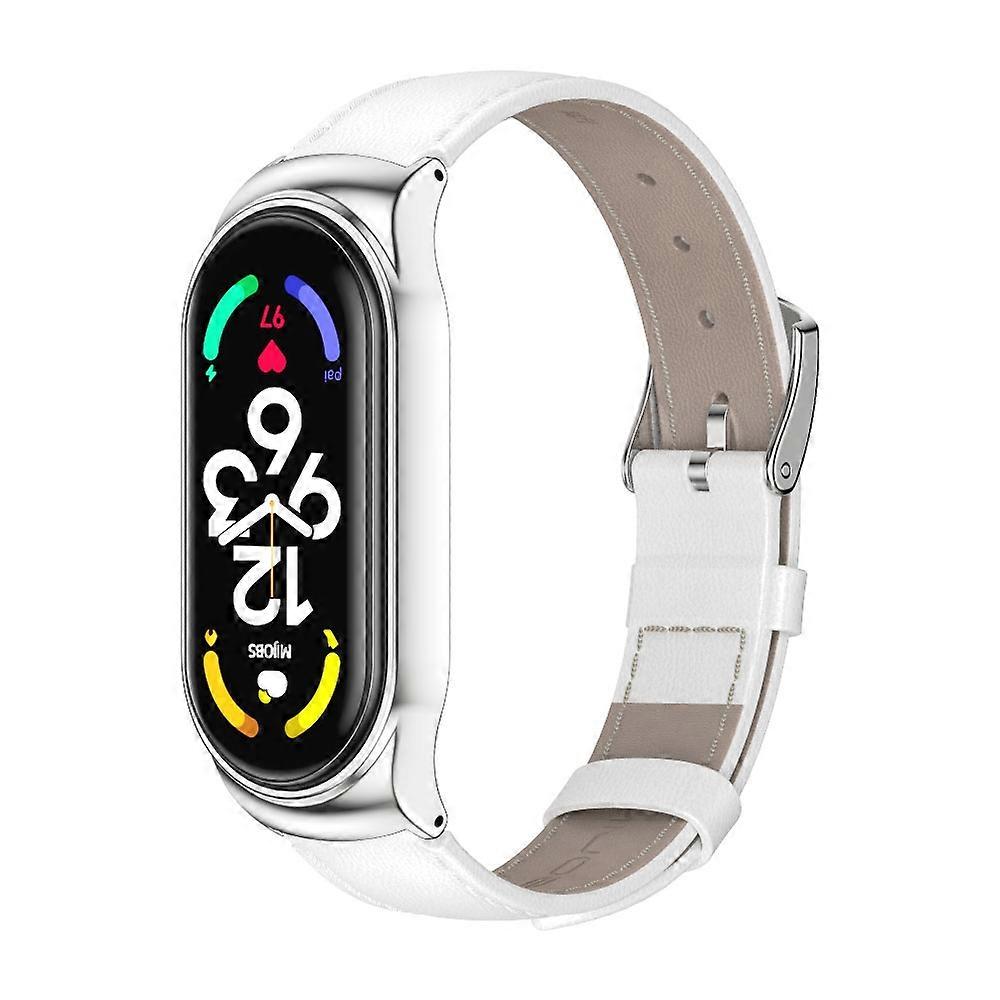 Für Xiaomi Mi Band 7 / 7 NFC MIJOBS CS Metallgehäuse Leder Top Layer Rindsleder Uhrenarmband