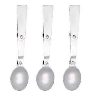 3 Pack Foldable Muti-function Stainless Steel Spork Flatware Cutlery Spoon Fork With Carrying Case Travel And Other Outdoor