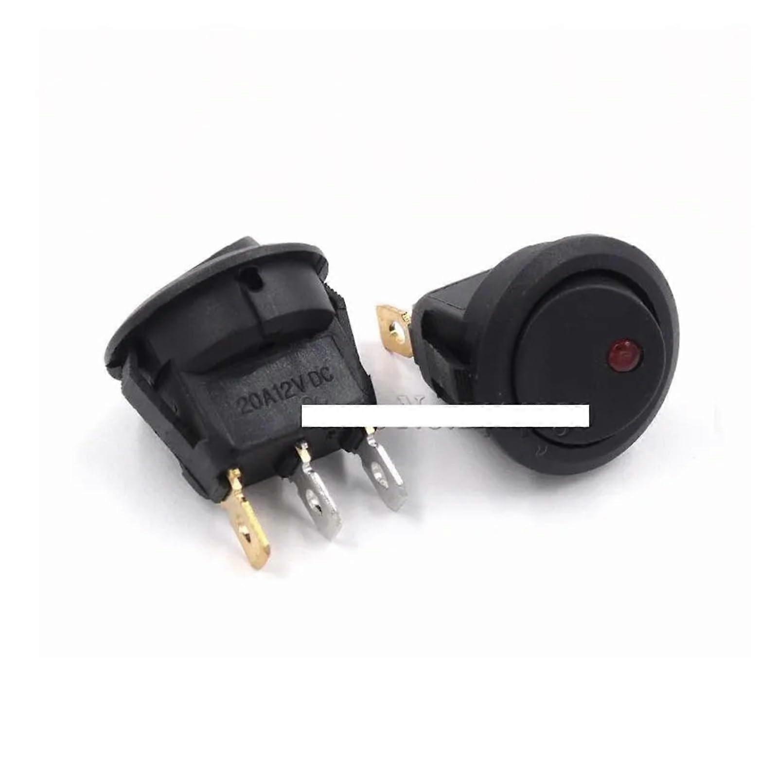 23mm 12V Red LED Round Rocker Switch - 100 Pcs ON-Off Toggle SPST Switch for Car Dashboard Lighting