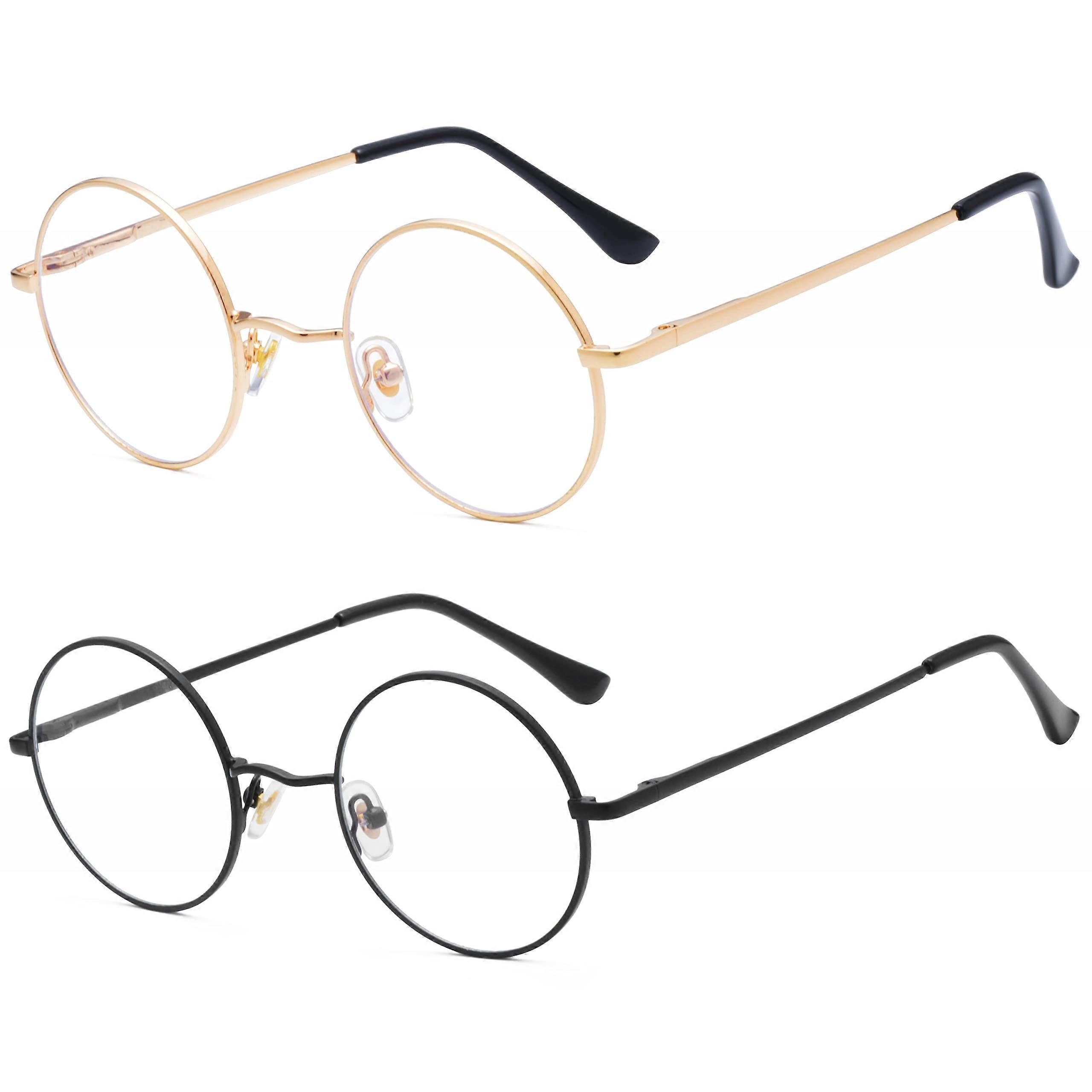 Round Blue Light Blocking Glasses for Men and Women - Circle Clear Lens with Metal Frame, Stylish Design, Comfortable Fit